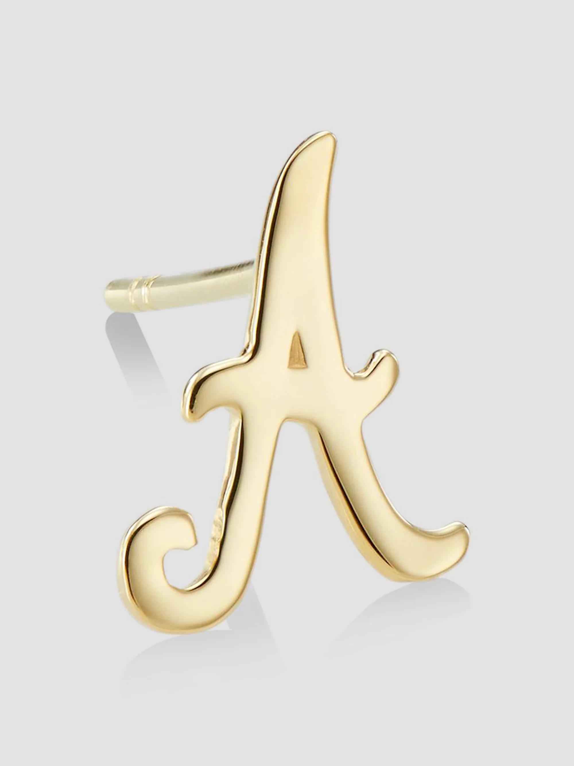 Lana 14K Yellow Gold Cursive Initial Stud Earring | Saks Fifth Avenue