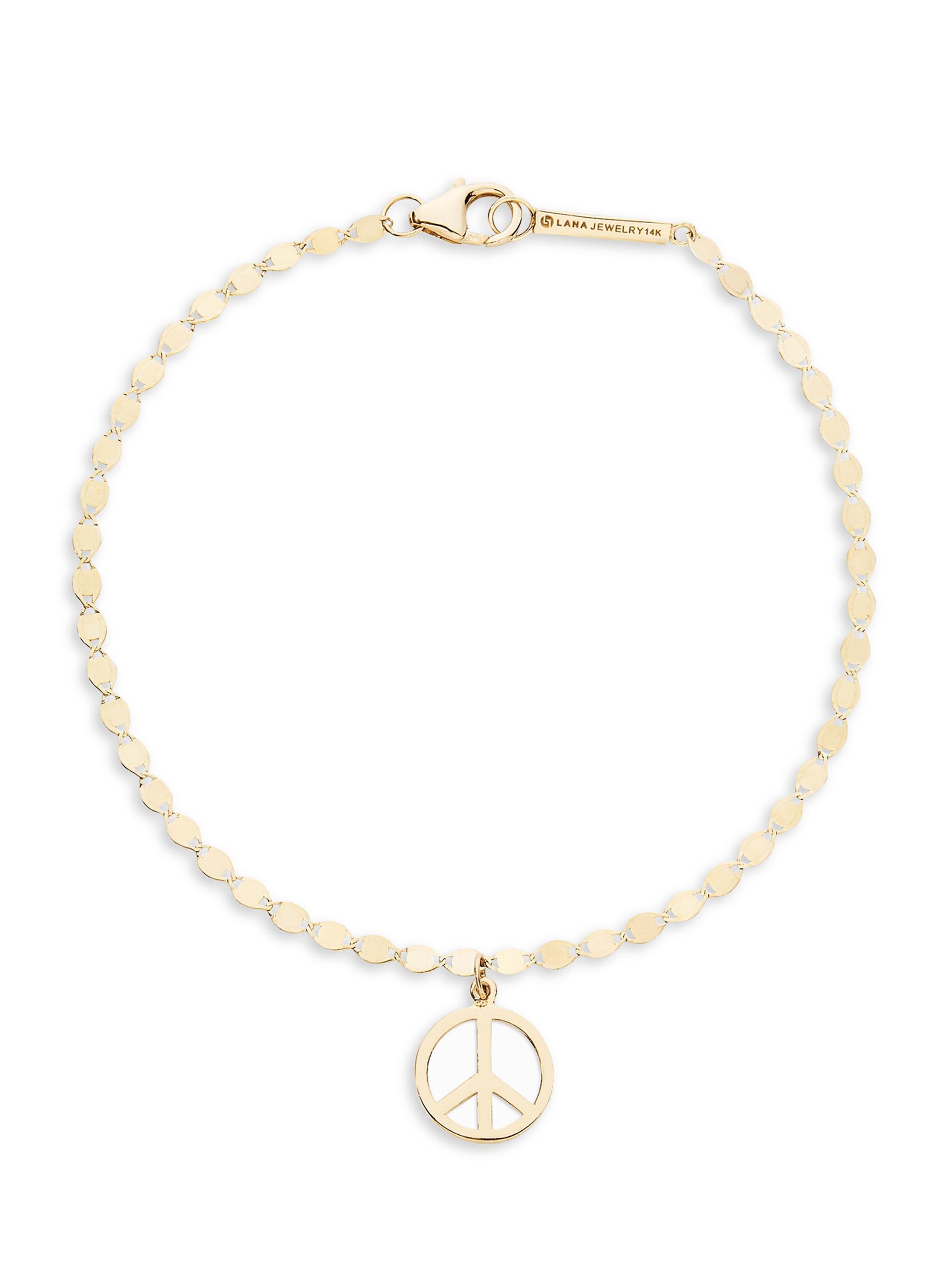 Lana Women's 14K Yellow Gold Peace Charm Bracelet - Yellow