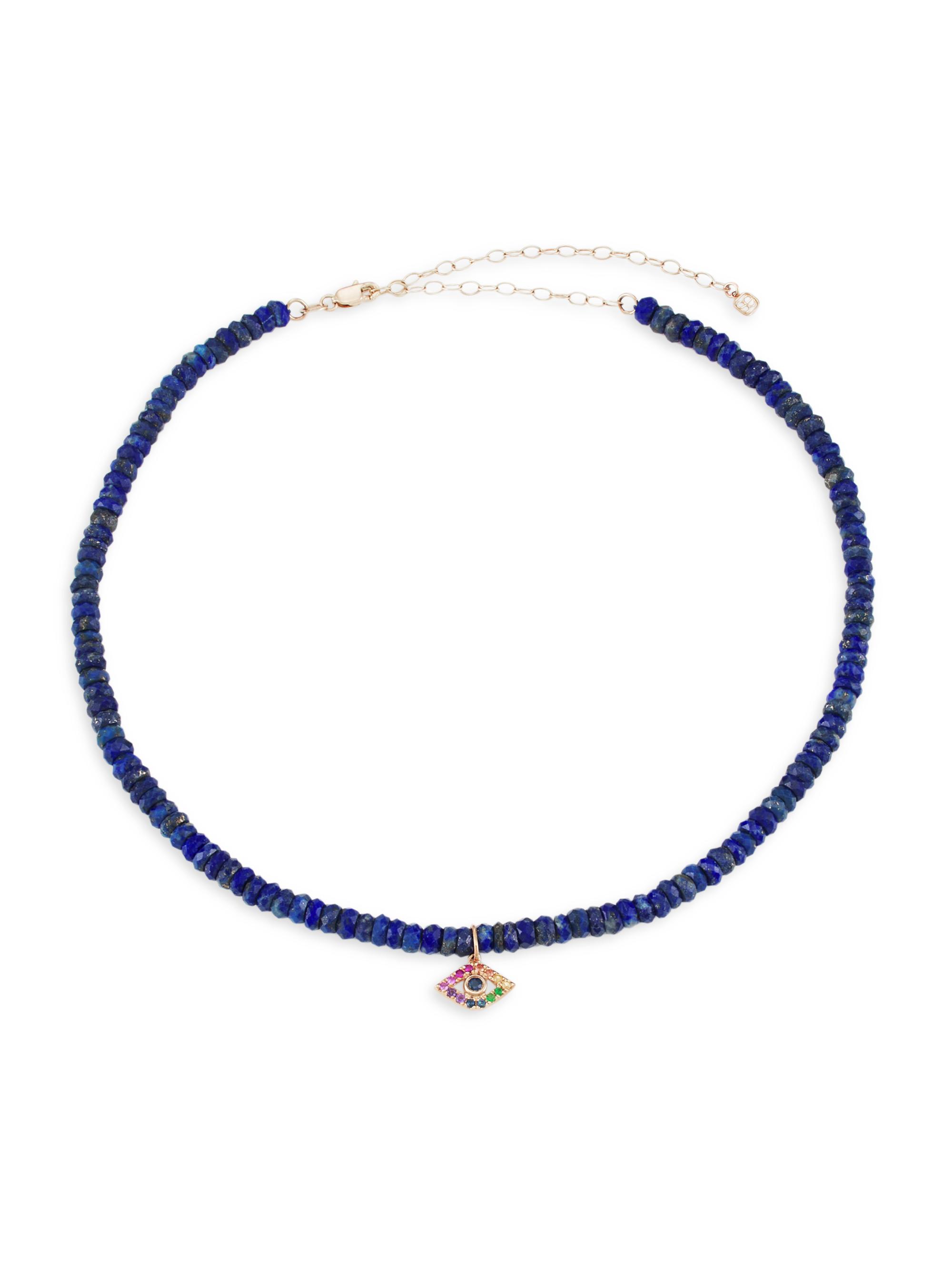 Sydney Evan Women's 14K Gold & Multi-Color Stone  Evil Wheel Choker Necklace - Blue