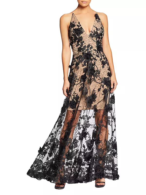 Shop Dress The Population Sidney Sheer Lace Gown