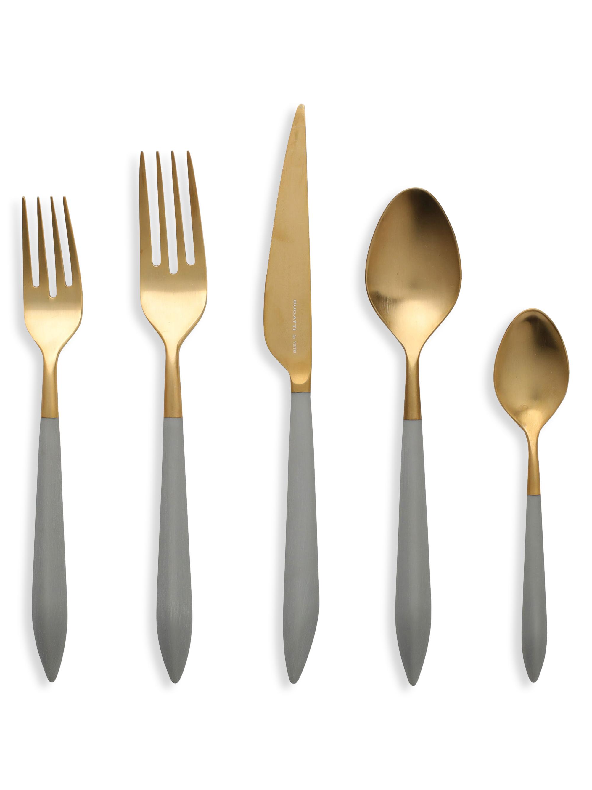 Vietri Ares Oro & Black 5-Piece Flatware Set - Gold Light Grey