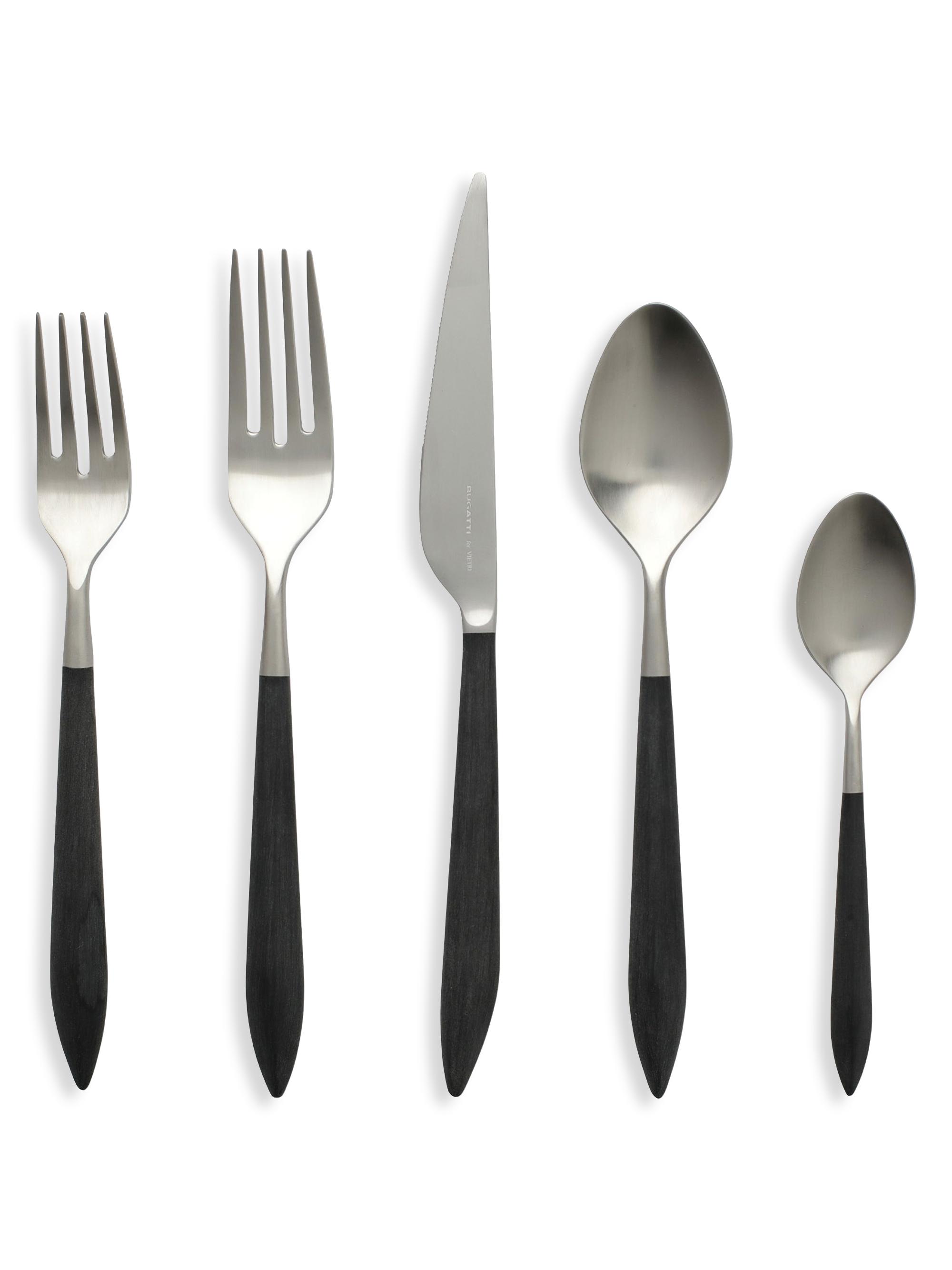 Vietri Ares Argento & Black 5-Piece Flatware Set - Silver Black