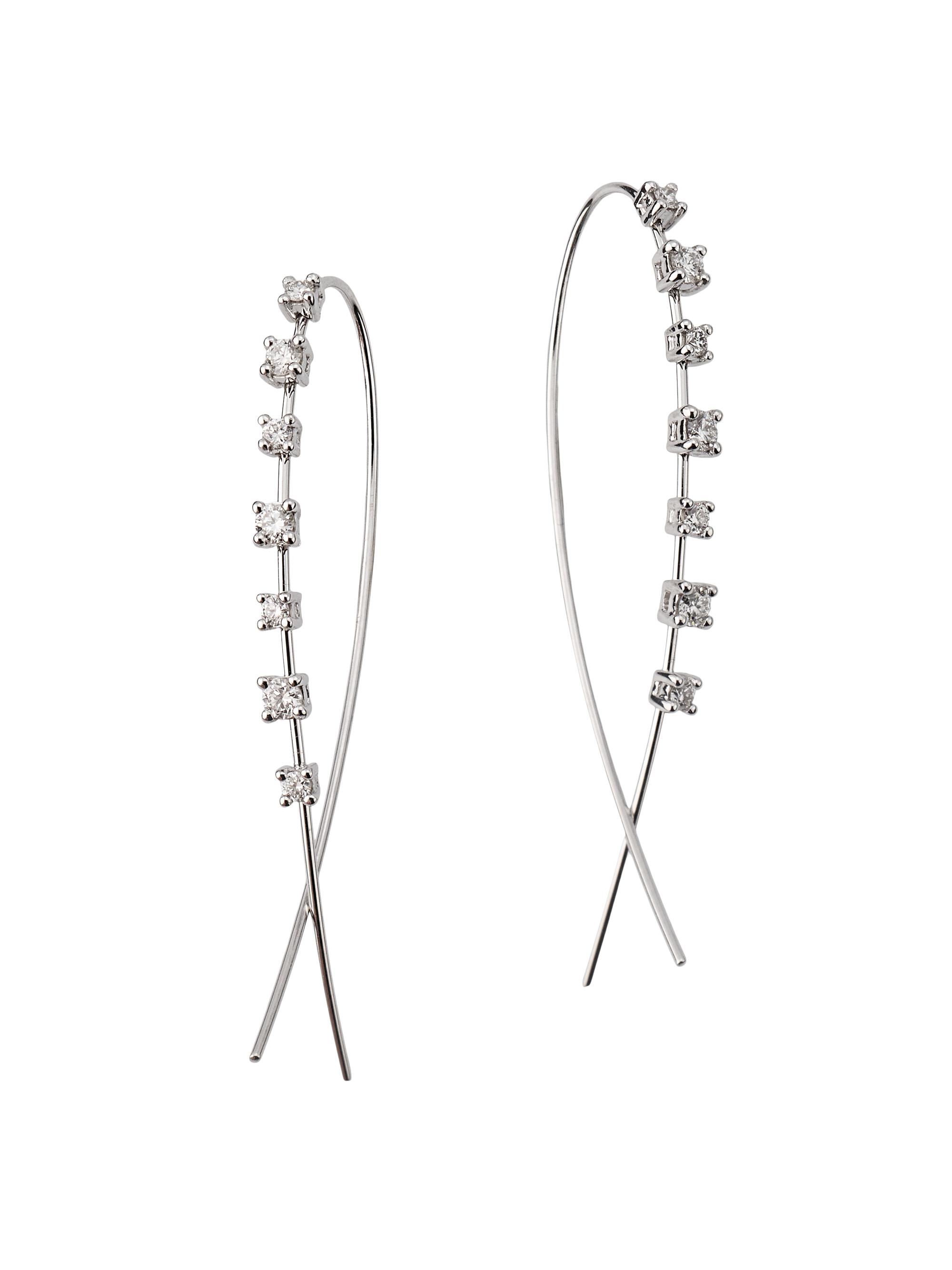 Lana Women's 14K Gold & Diamond Narrow Upside Down Hoops - White Gold