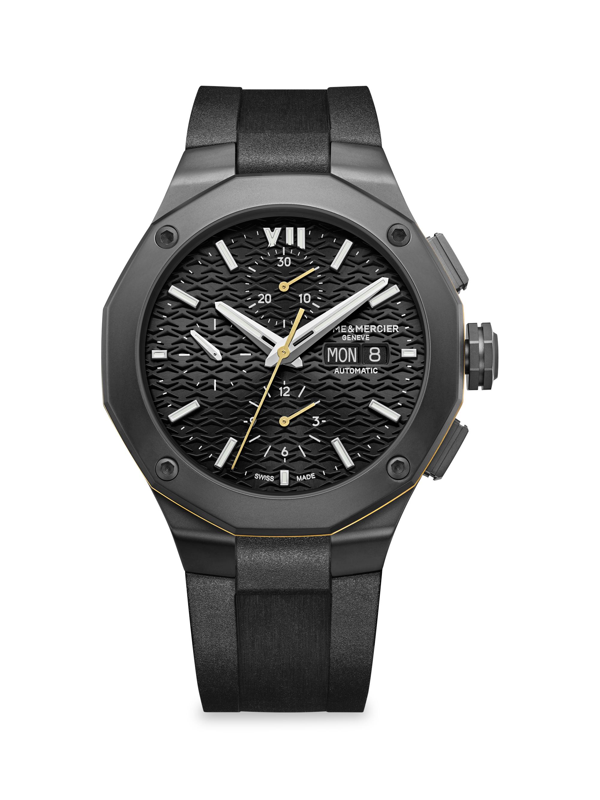 Baume & Mercier Men's Riviera 10625 Stainless Steel & Rubber Chronograph Watch - Black
