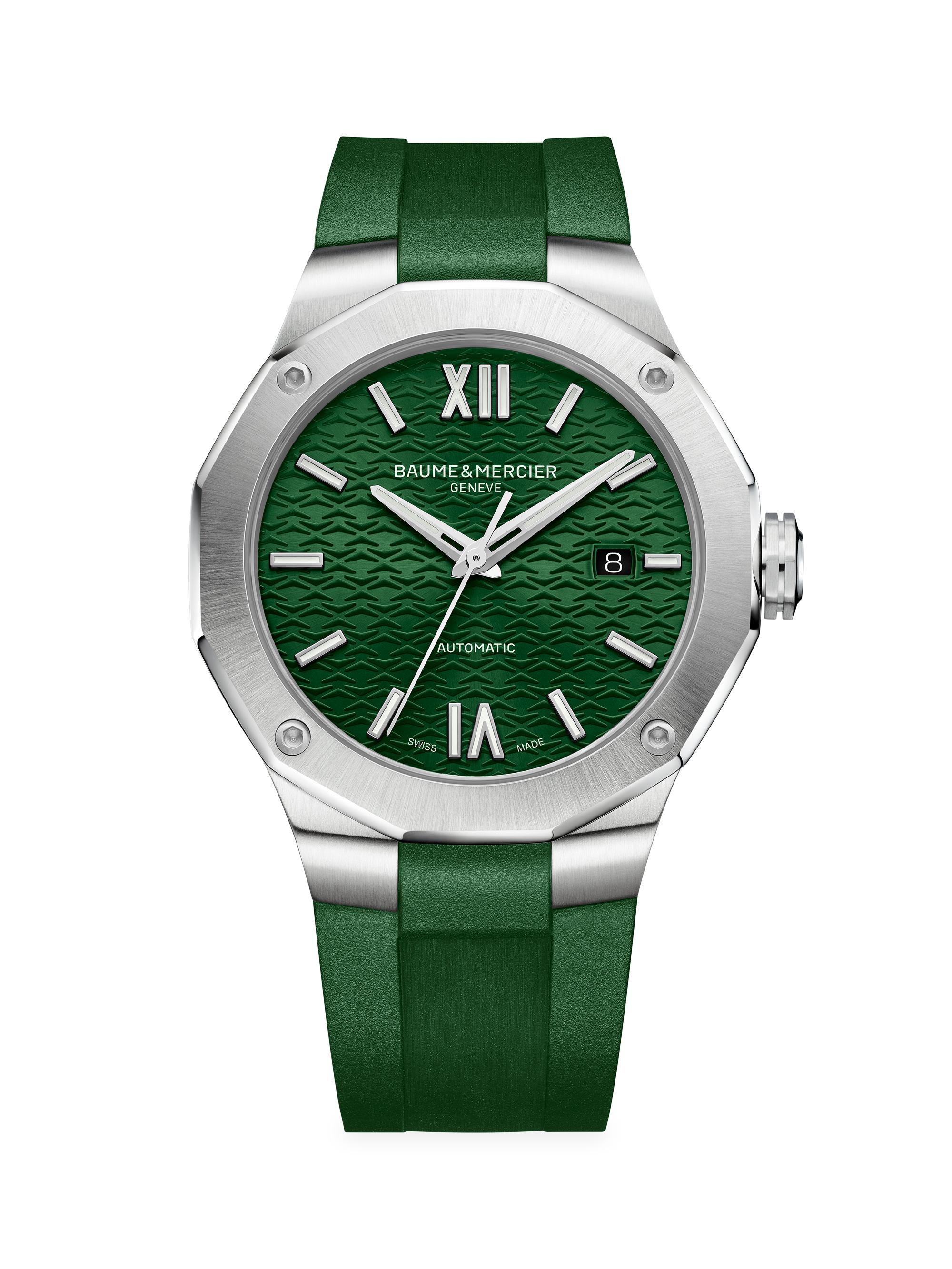 Baume & Mercier Women's Riviera 10618 Stainless Steel & Rubber Strap Watch - Green