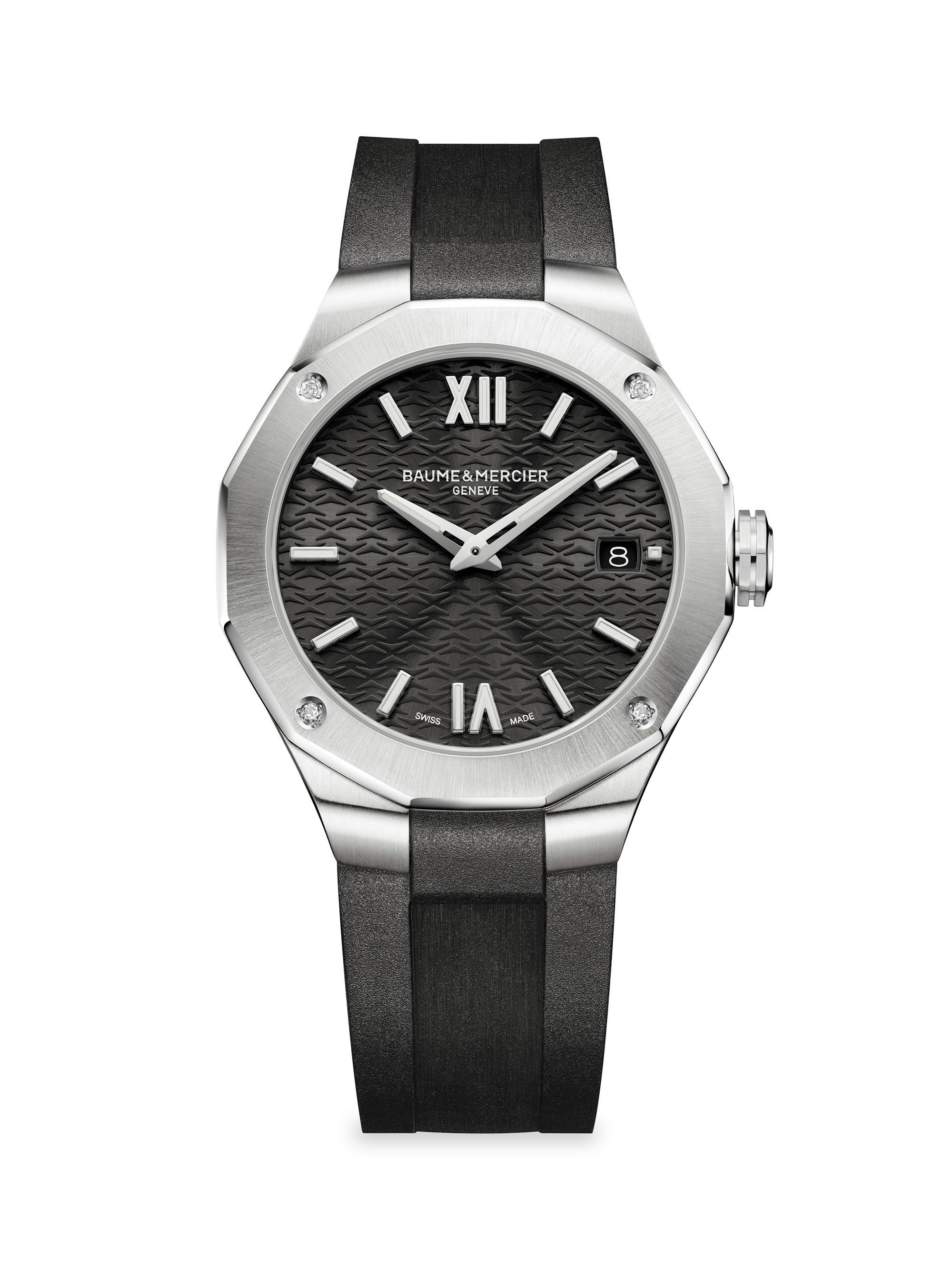 Baume & Mercier Women's Riviera 10613 Stainless Steel & Rubber Strap Watch - Black