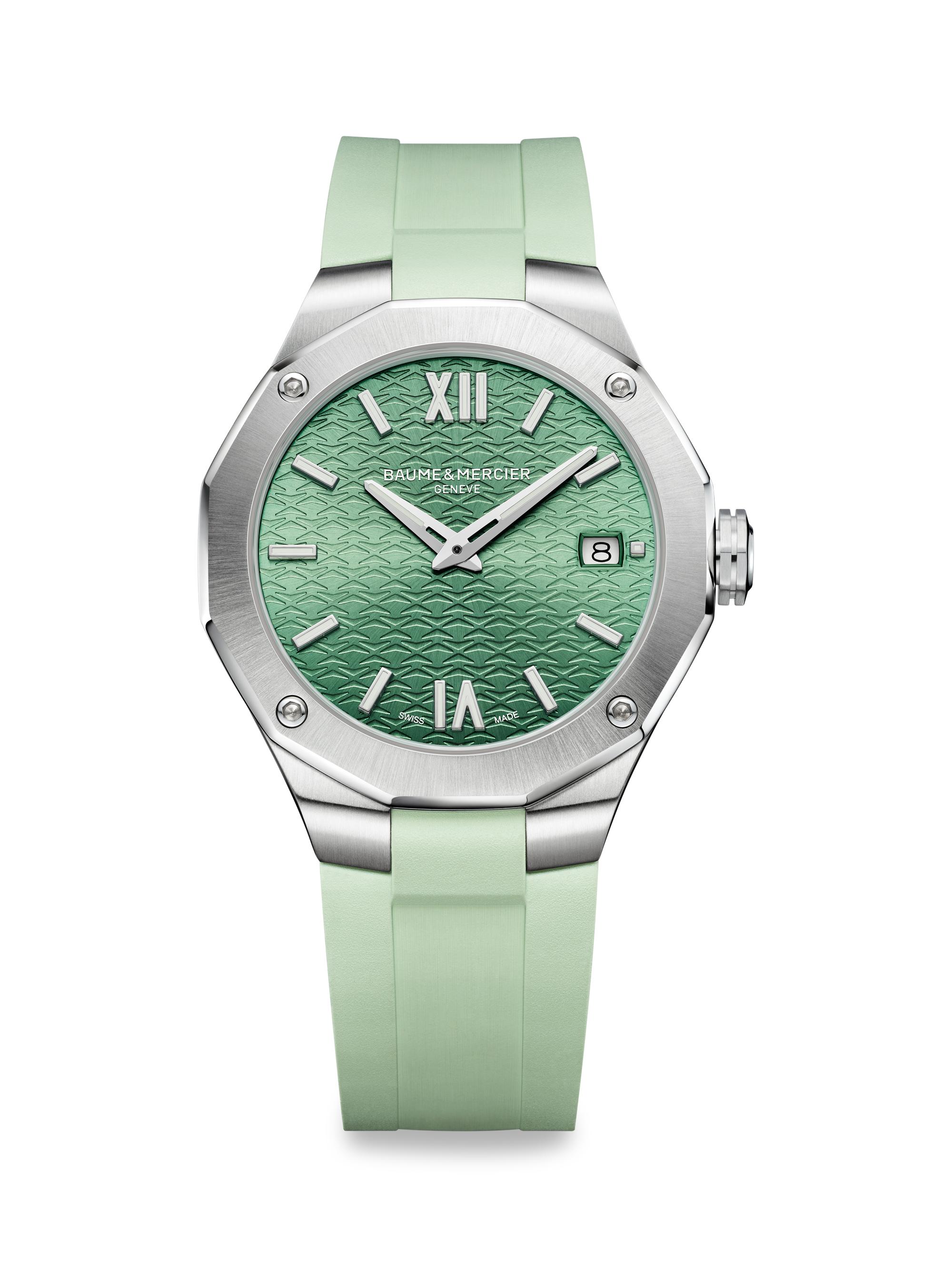 Baume & Mercier Women's Riviera 10611 Stainless Steel & Rubber Strap Watch - Green