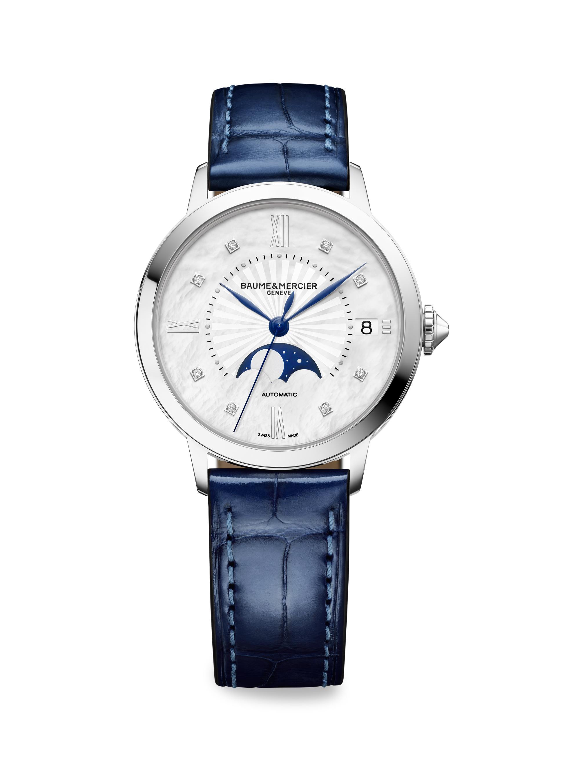 Baume & Mercier Women's Classima 10633 Stainless Steel, Diamond & Alligator Leather Strap Watch - Navy