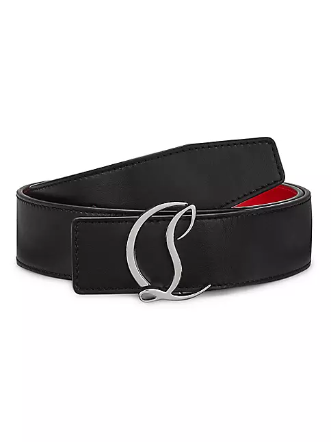 Christian Louboutin Men's CL Logo Buckle Leather Belt - Size 40 Red