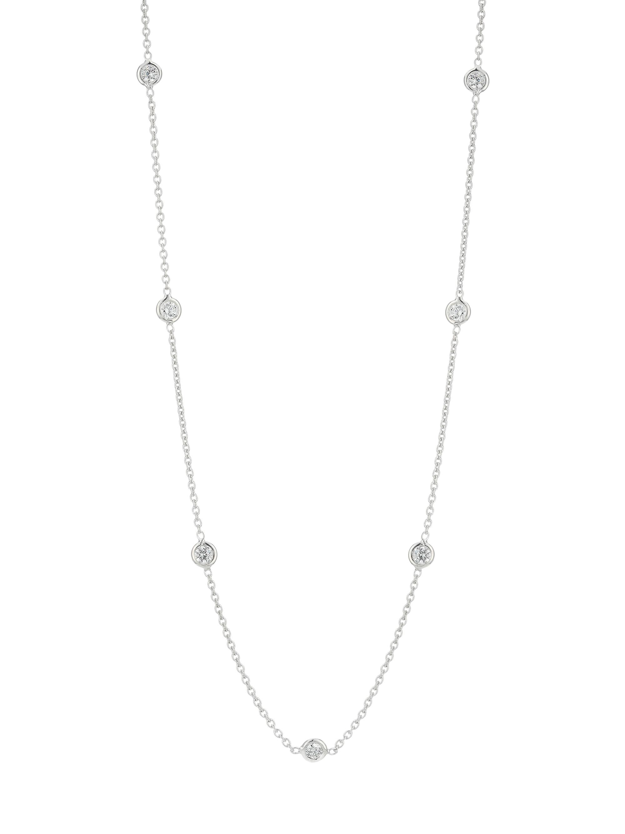 Roberto Coin Women's K White Gold & 0.7 TCW Diamond Station Necklace - White Gold
