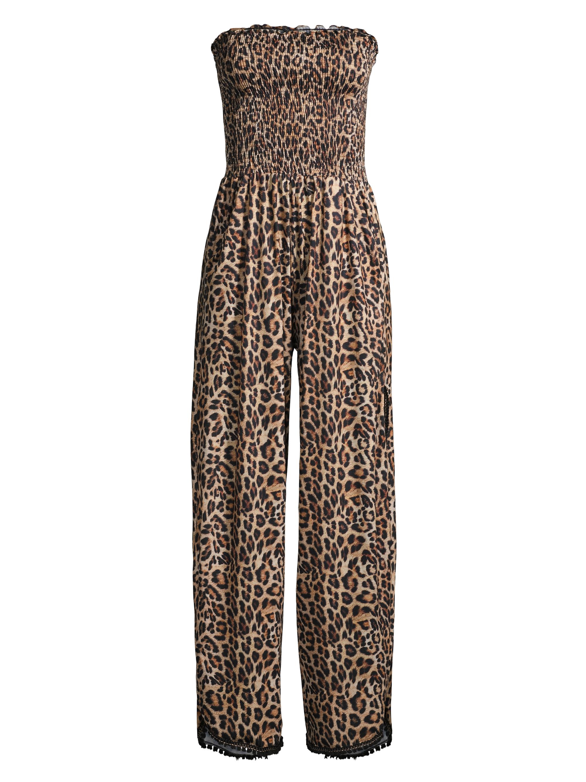 Peixoto Women's Harriet Leopard Strapless Coverup Jumpsuit - Wild One