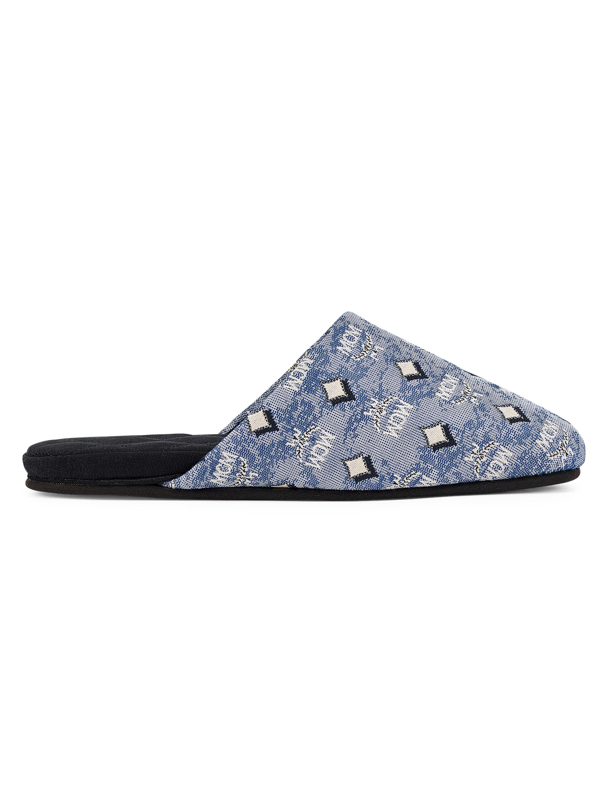 MCM Men's Vintage Monogram Print Slippers - Blue