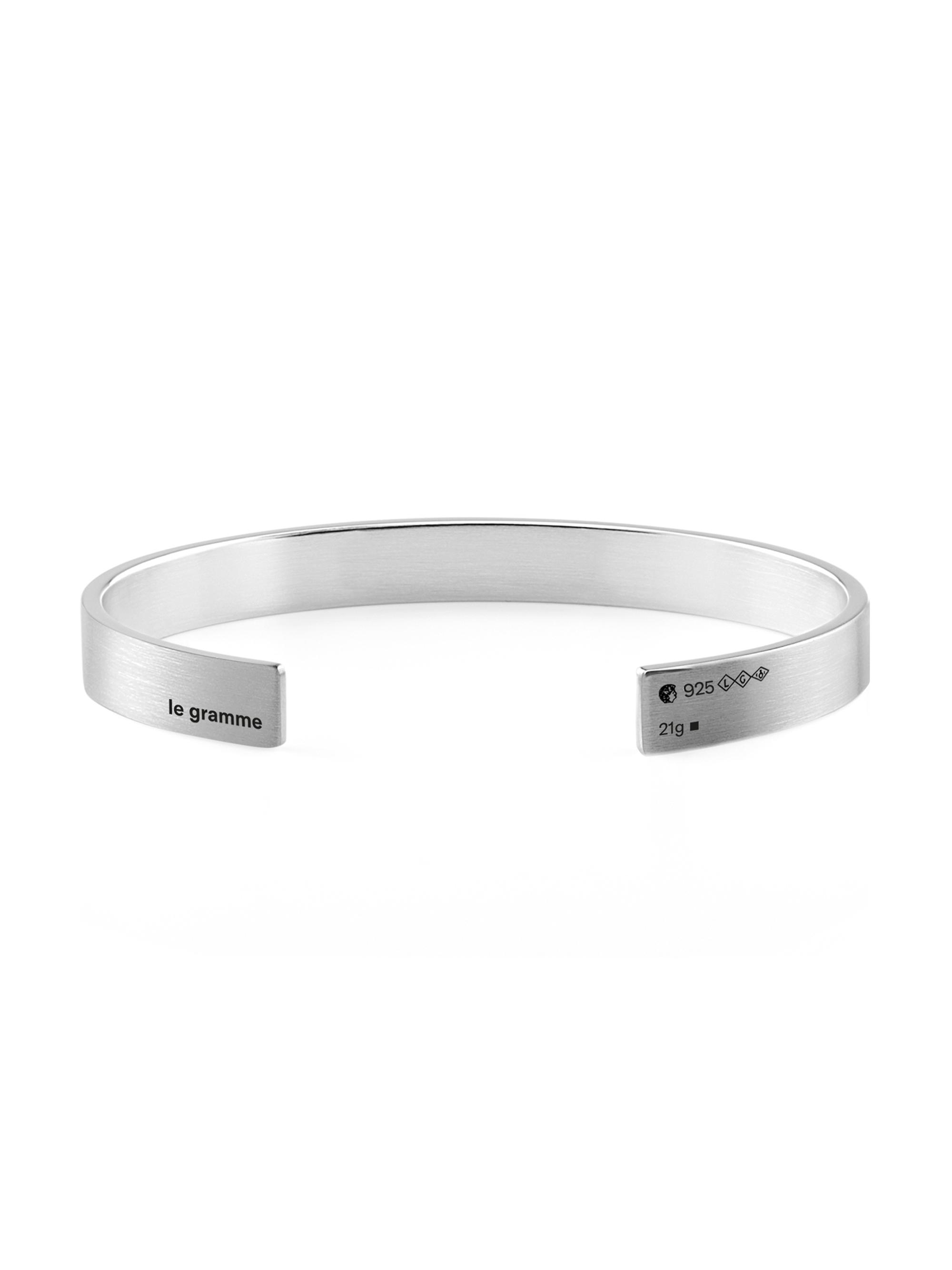 Le Gramme Men's 21G Brushed Sterling Silver Ribbon Bracelet - Silver