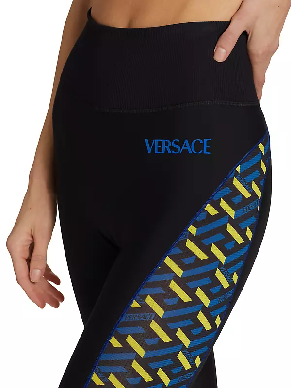 Shop Versace Greca Signature Accent Gym Leggings