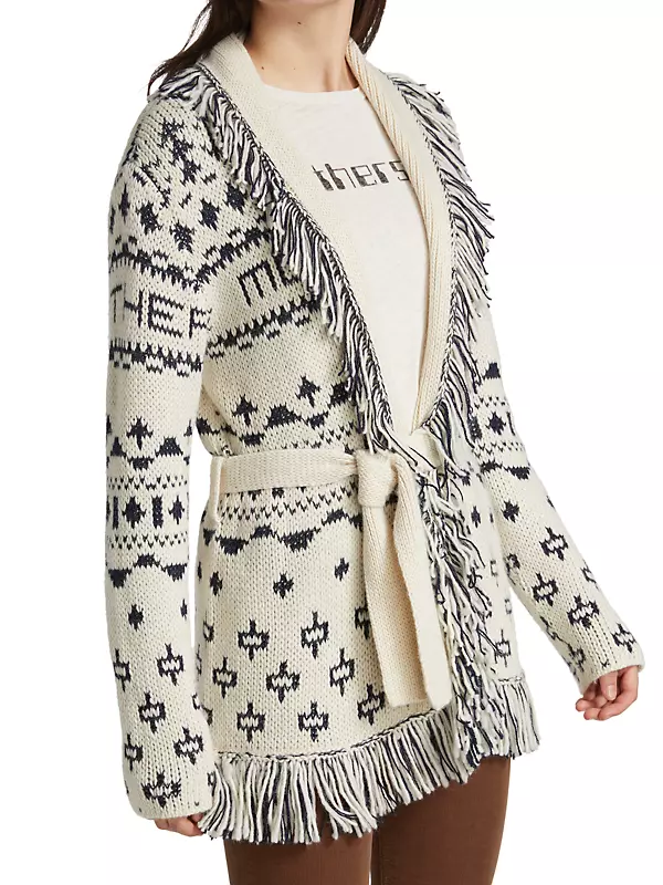 Shop Mother The Belted Fringed Cardigan | Saks Fifth Avenue