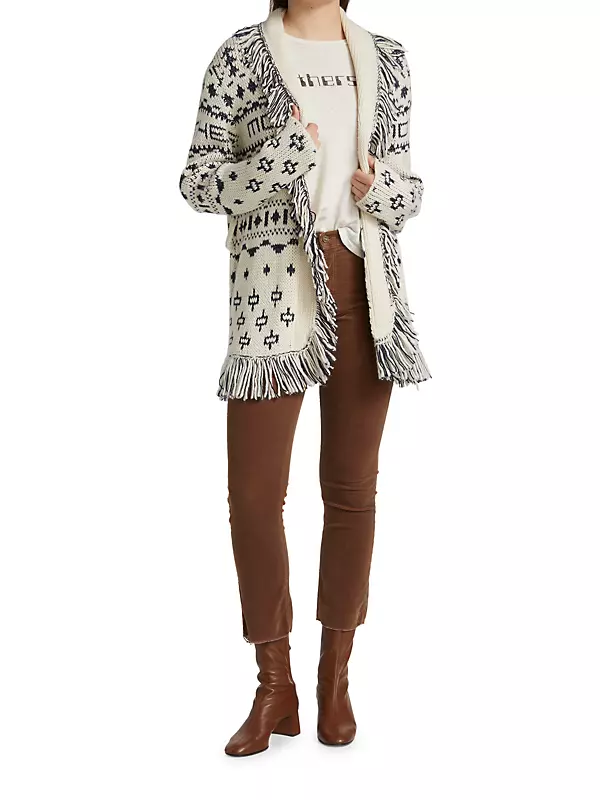 Shop Mother The Belted Fringed Cardigan | Saks Fifth Avenue