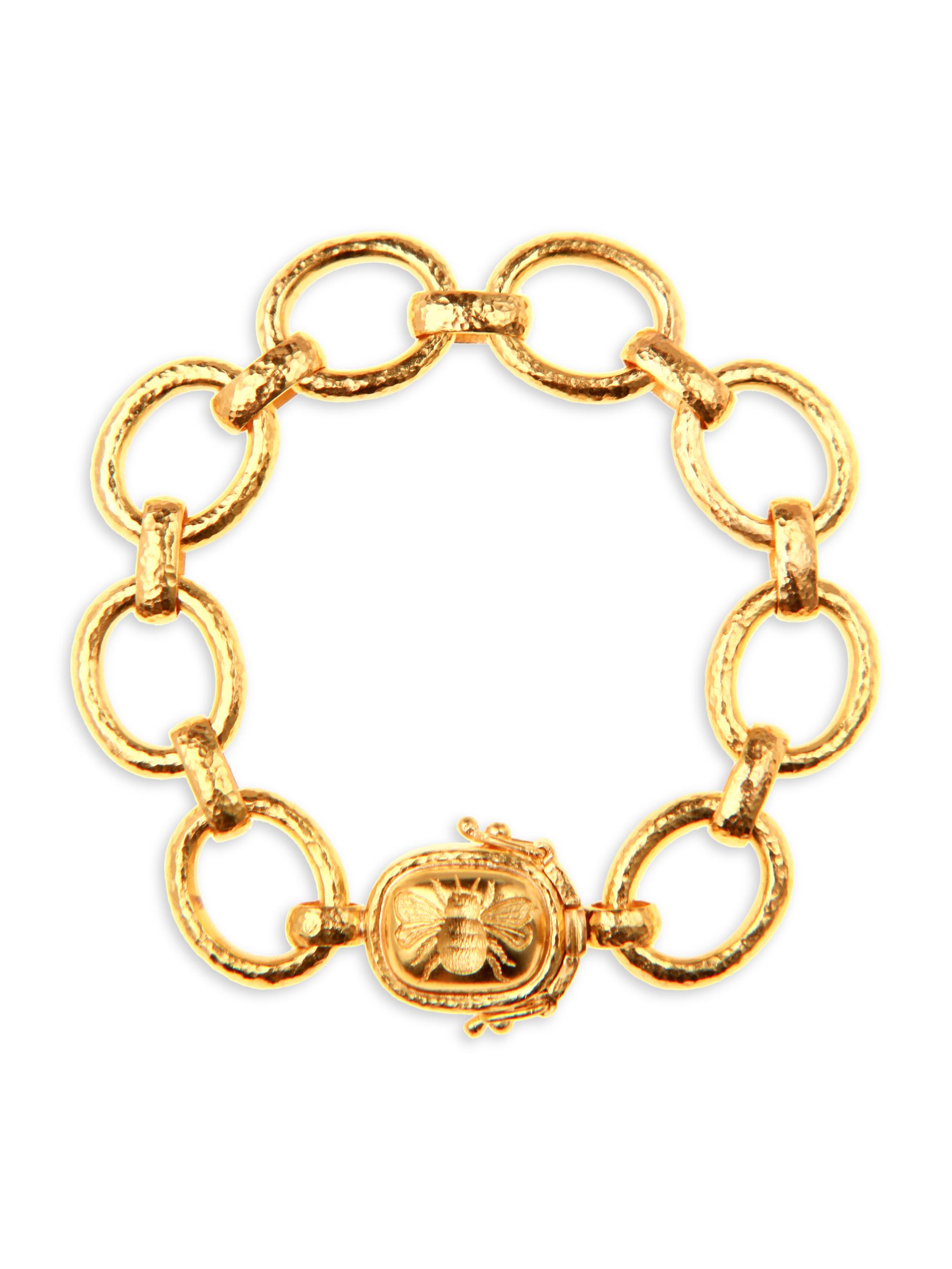Elizabeth Locke Women's Gold Hammered 19K Yellow Gold Fat Bee Clasp Medium-Link Bracelet - Gold