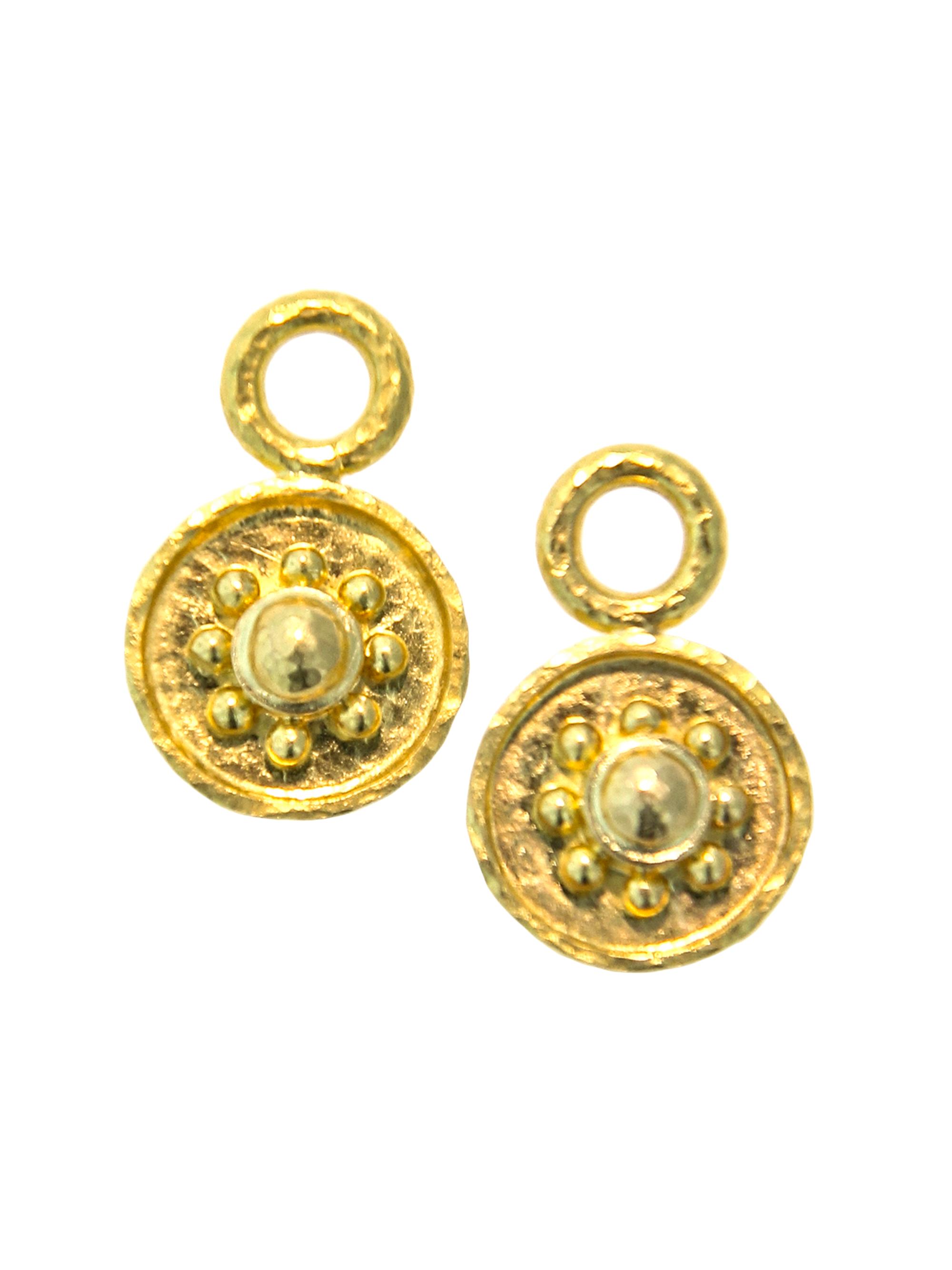 Elizabeth Locke Women's Hammered 19K Yellow Gold Daisy Earring Charms - Gold