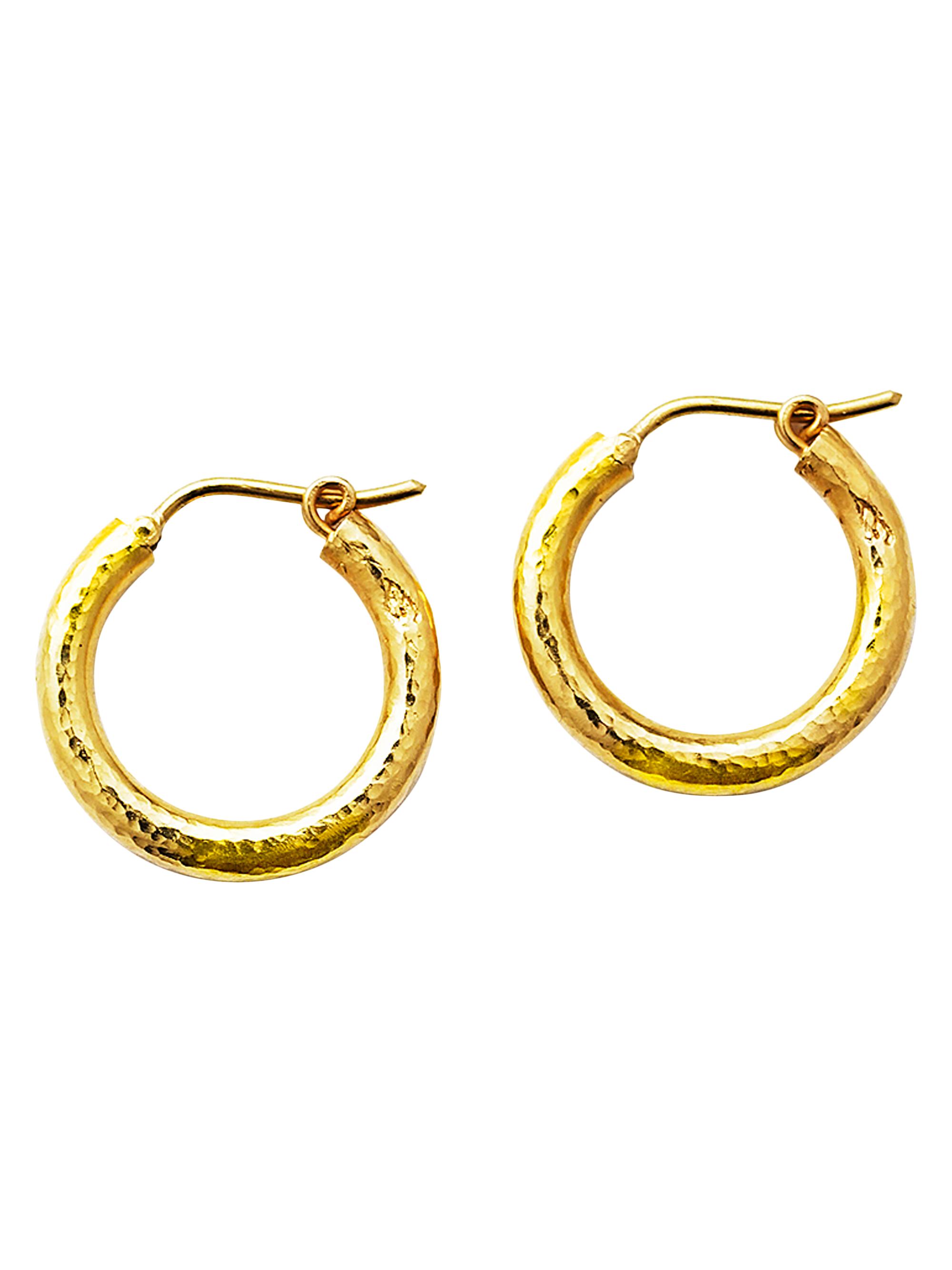 Elizabeth Locke Women's Gold Hammered 19K Yellow Gold  Hoop Earrings - Gold