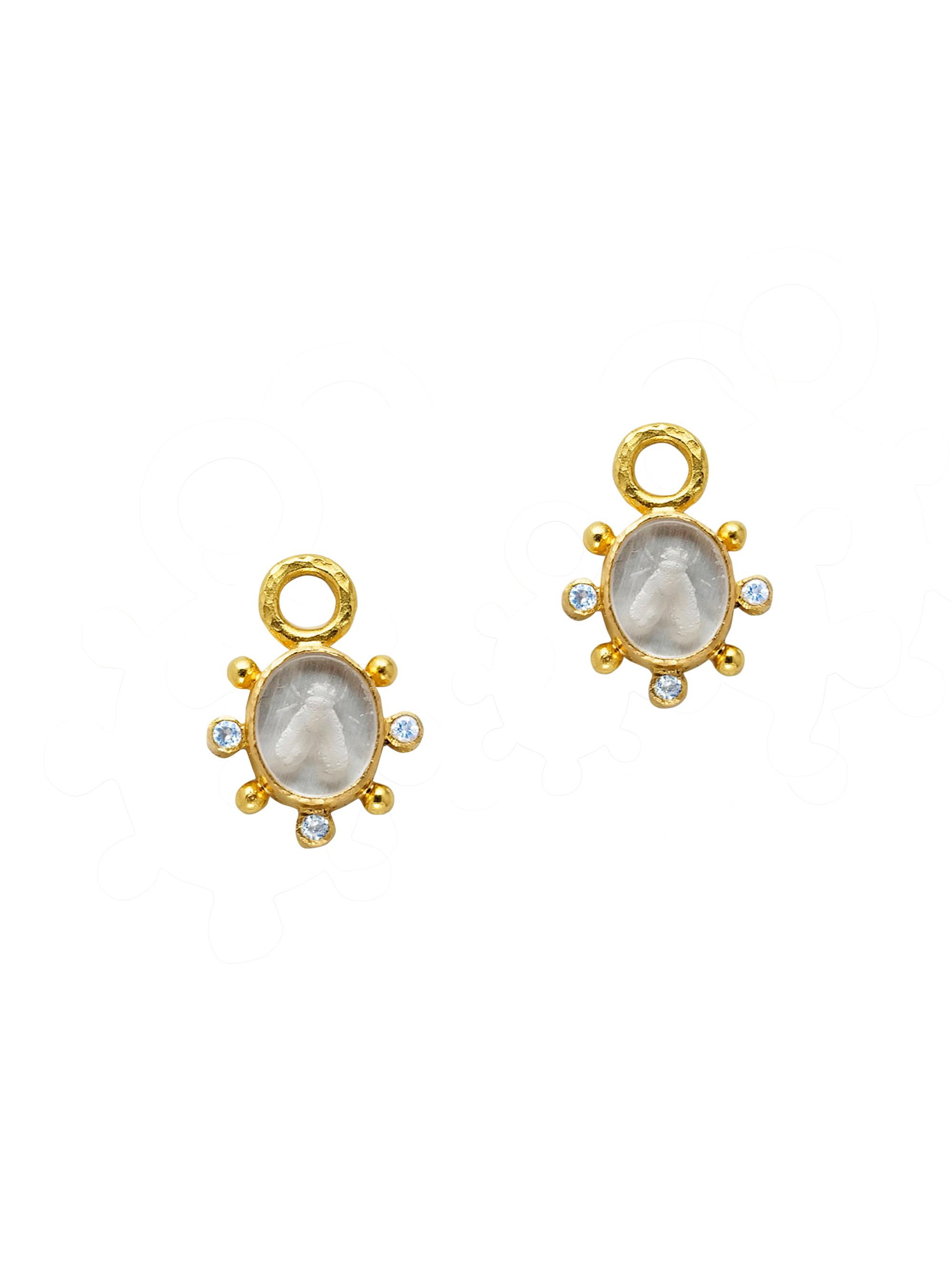 Elizabeth Locke Women's Venetian Glass Intaglio 19K Yellow Gold & Moonstone'Mosca'Earring Charms - Gold