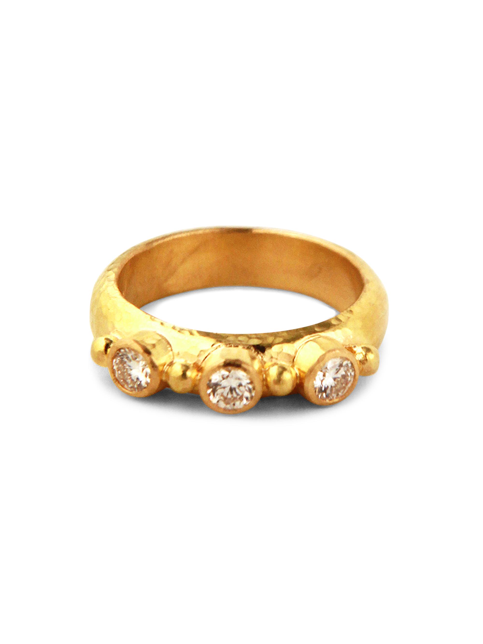 Elizabeth Locke Women's Stone Round Diamond Stack Ring - Yellow Gold