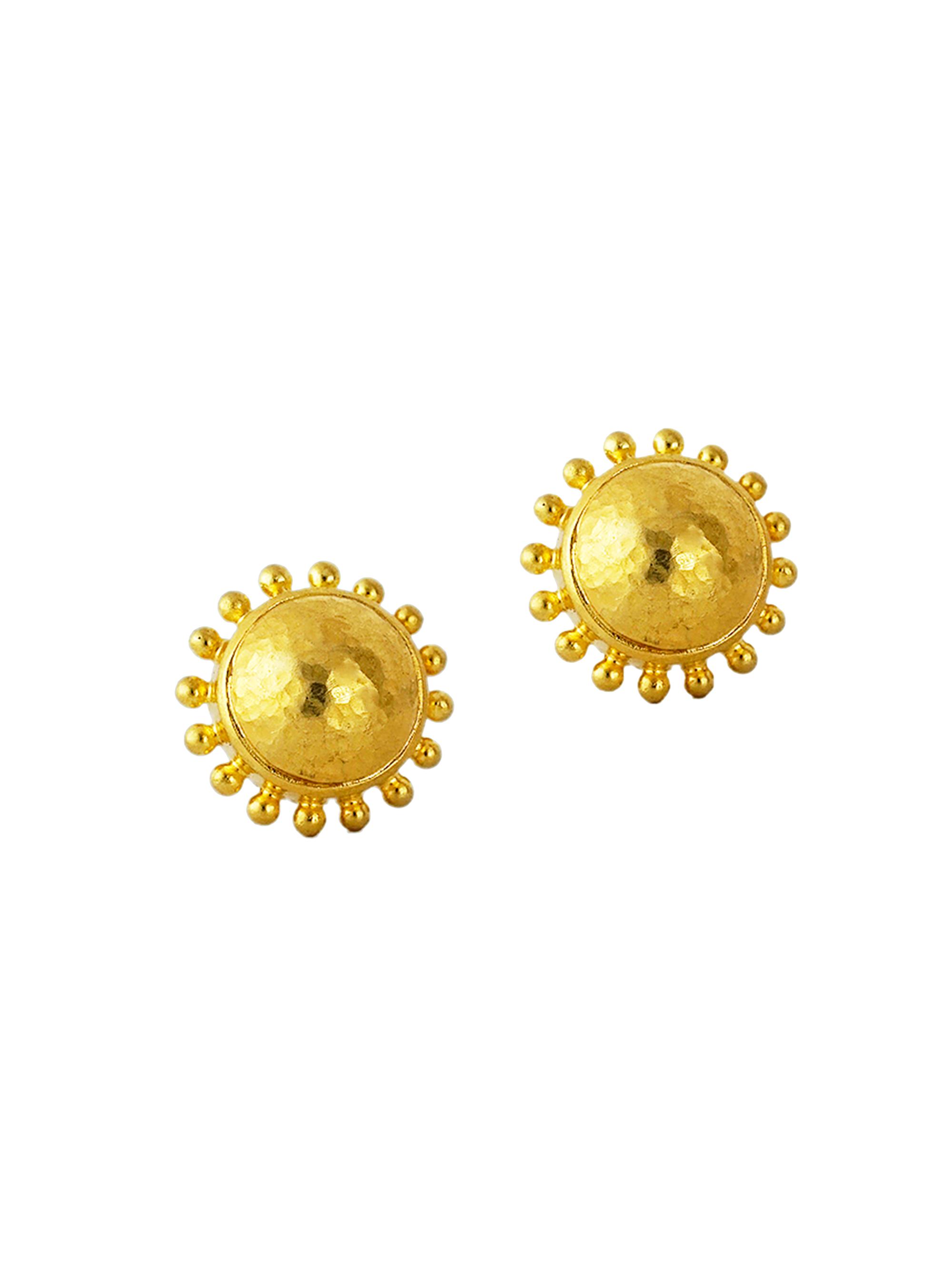 Elizabeth Locke Women's Hammered 19K Yellow Gold Domed Stud Earrings - Yellow Gold