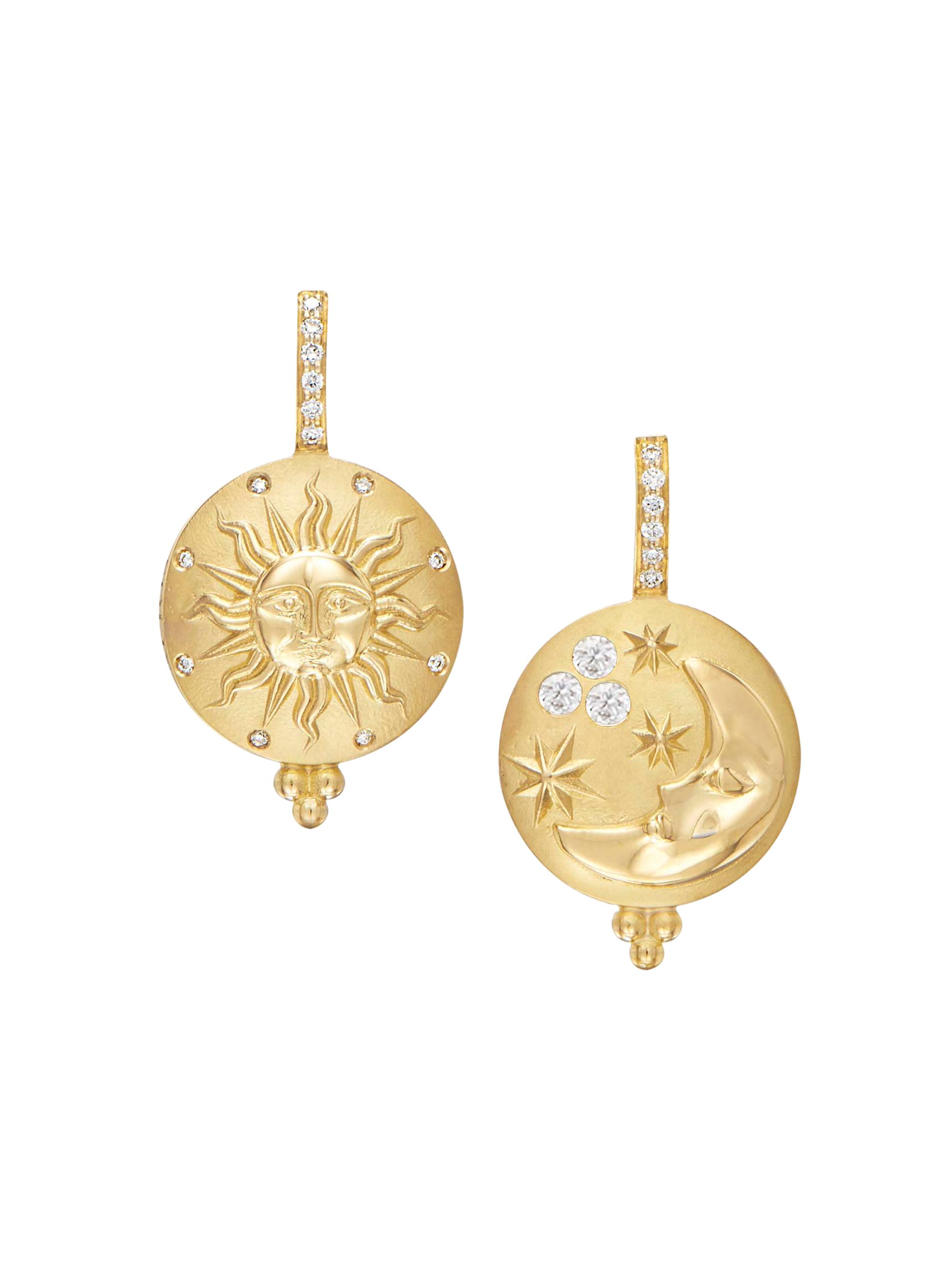 Temple St. Clair Women's Sole Luna 18K Yellow Gold & Diamond Drop Earrings - Yellow Gold
