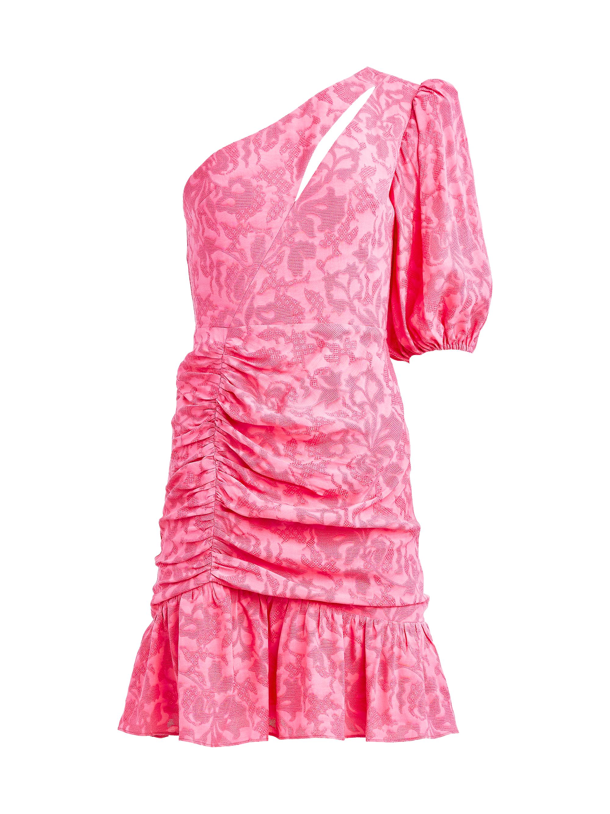 BCBGMAXAZRIA Women's Floral One-Shoulder Minidress - Shocking Pink