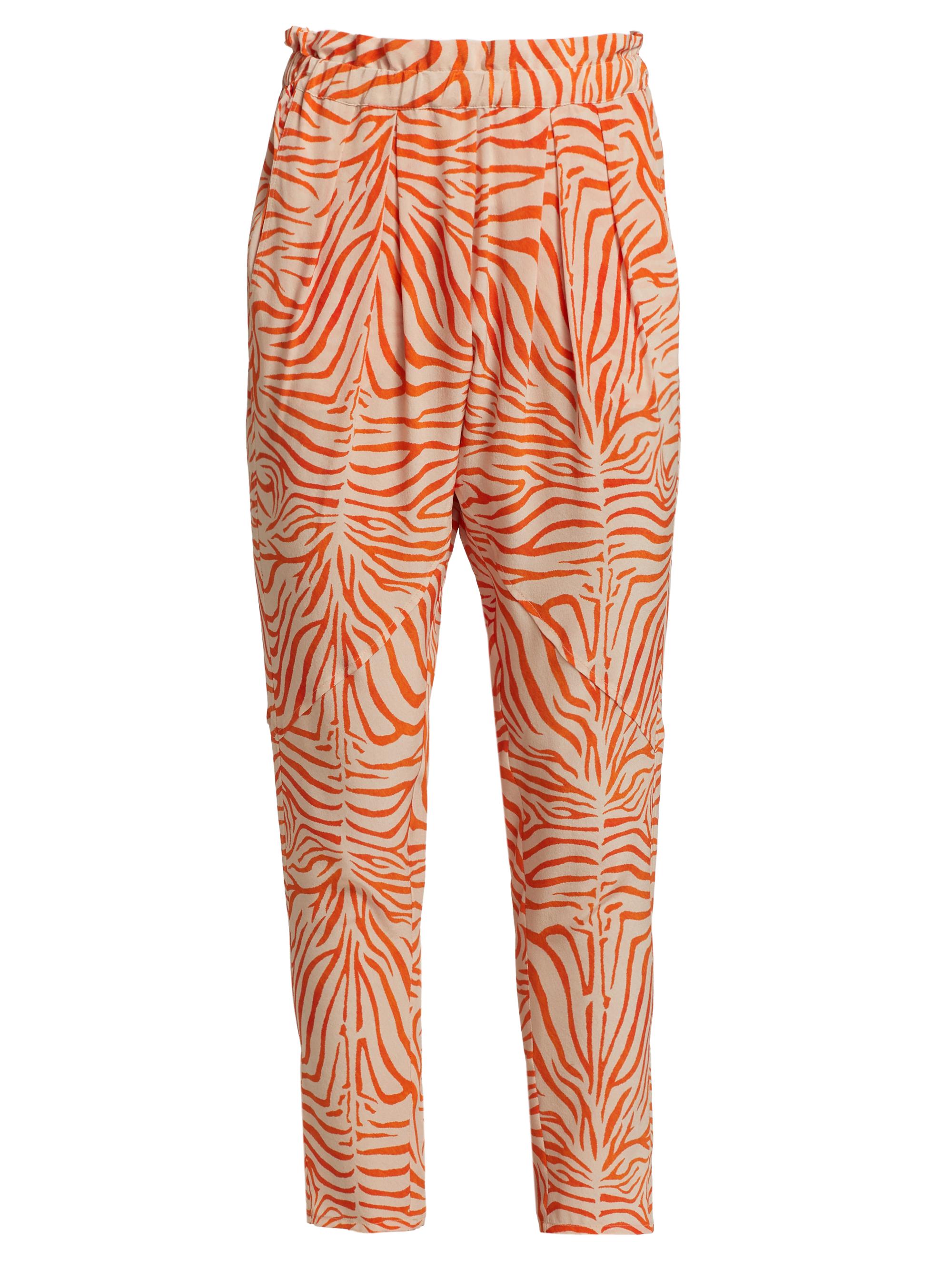 Adriana Iglesias Women's Rodeo Silk Pants - Orange Zebra