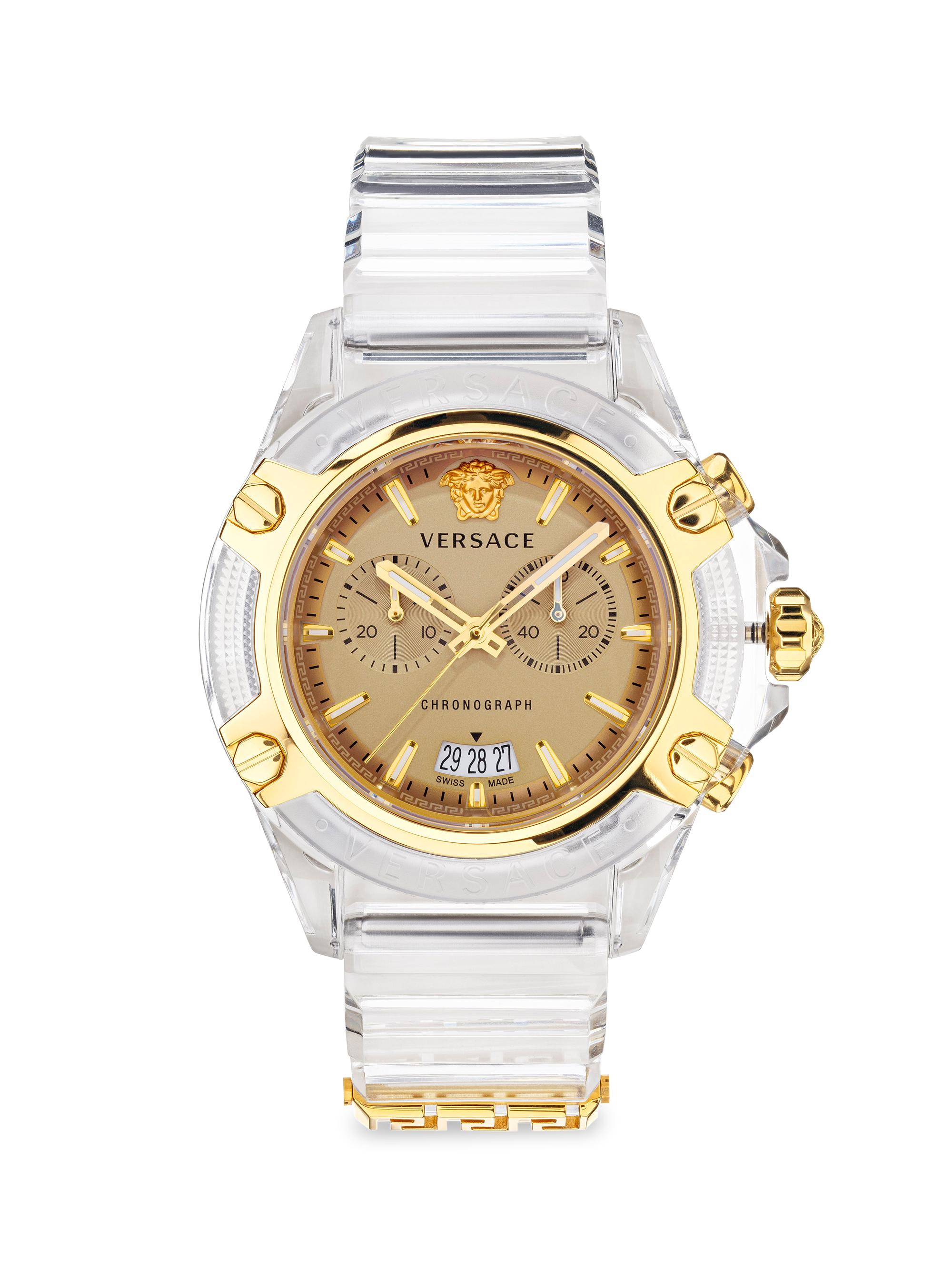 Versace Men's Icon Active Silicone Strap Chronograph Watch - Gold
