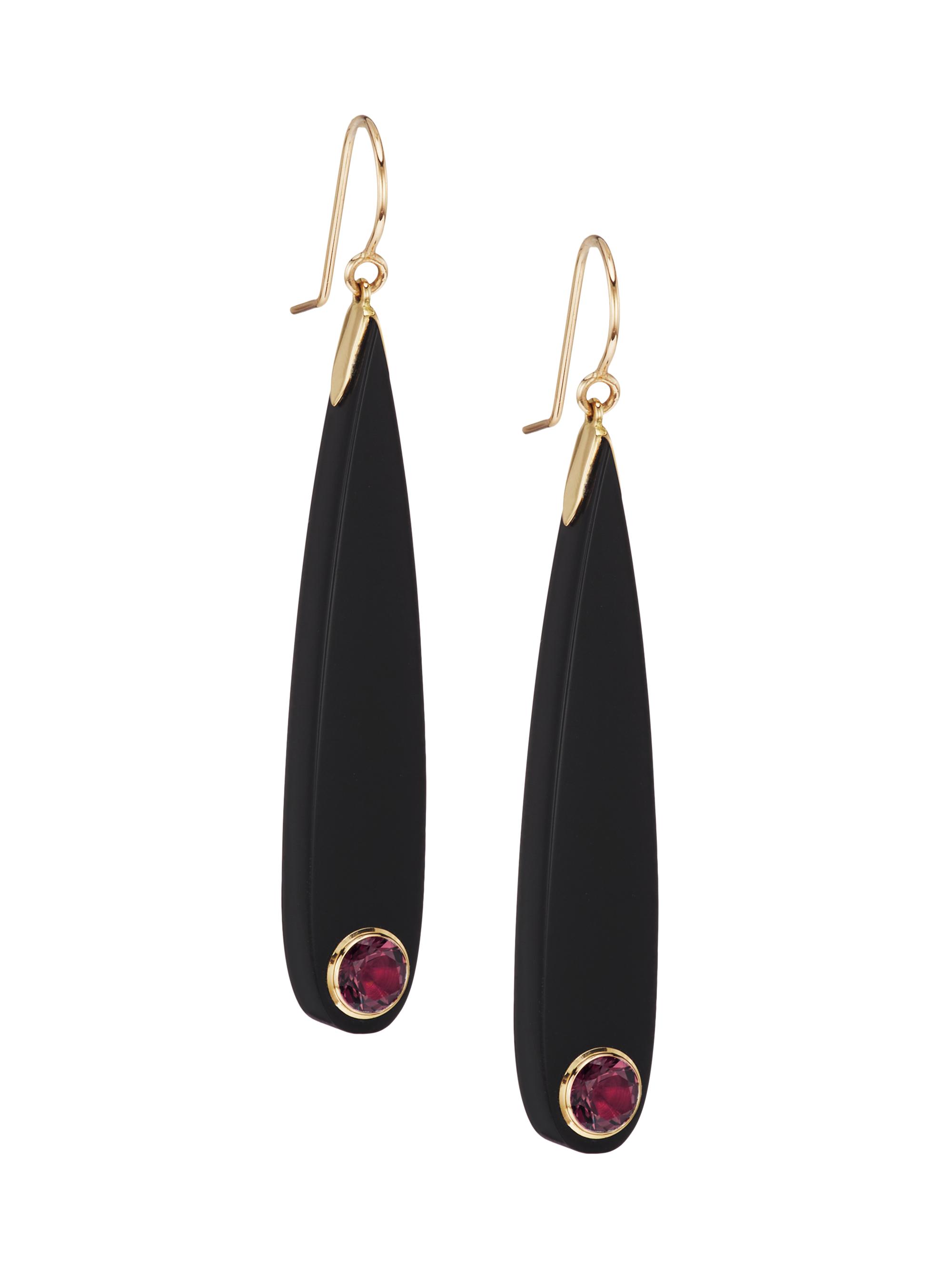 Mark Davis Women's 18K Yellow Gold, Vintage Bakelite & Mozambique Garnet Drop Earrings - Black