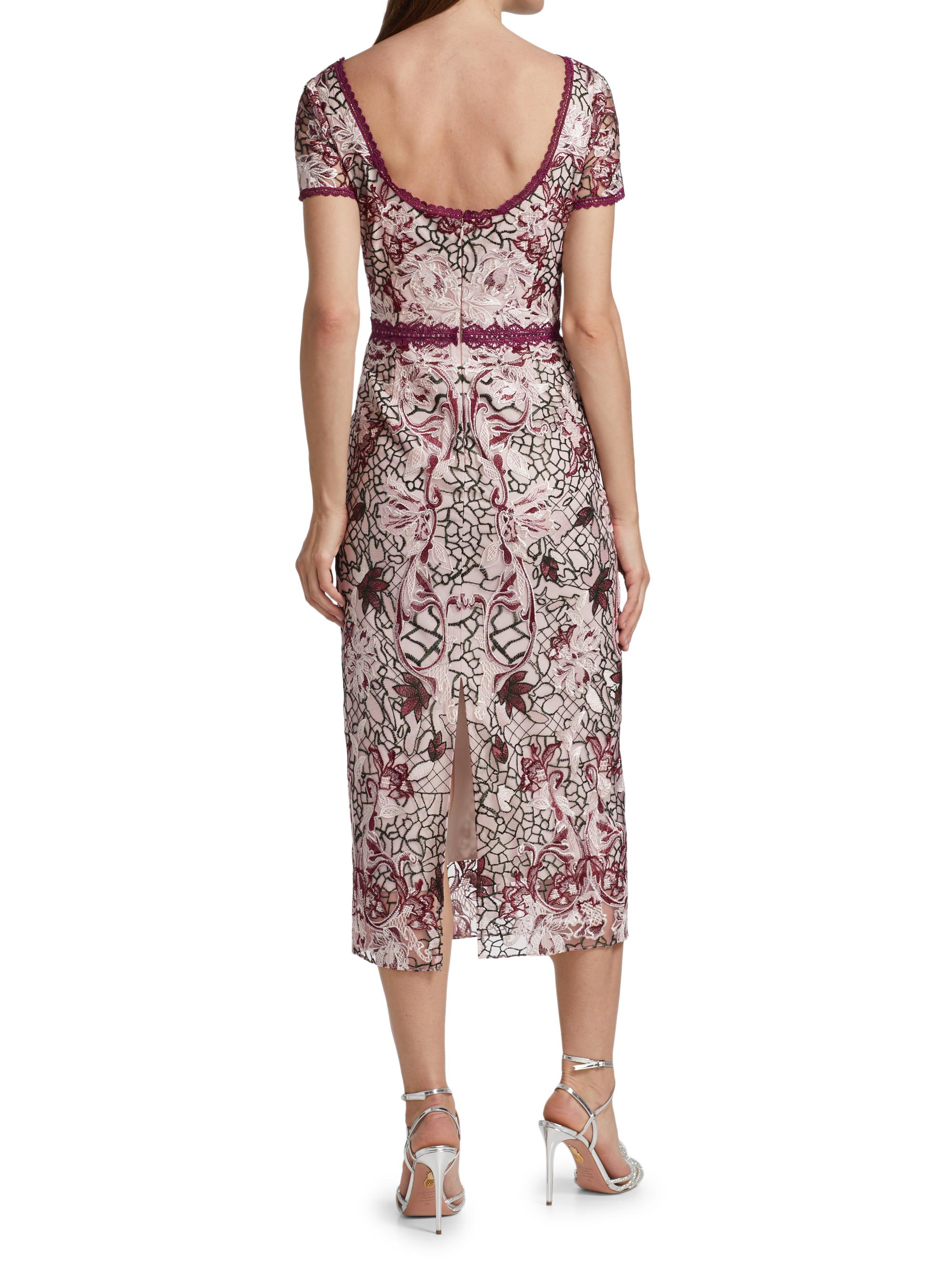 marchesa notte embroidered dress Floral Embroidered Gown