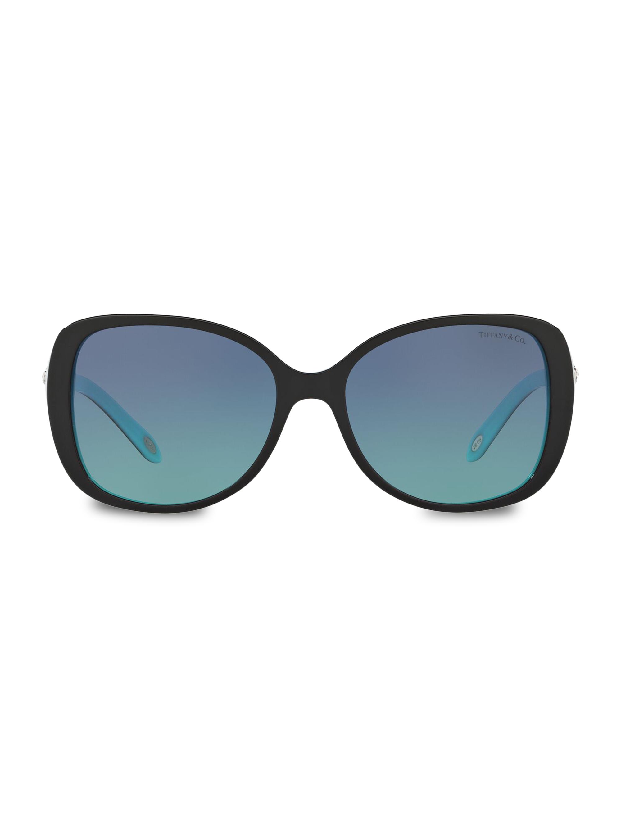 Tiffany & Co. Women's 55MM Rectangular Sunglasses - Black Blue