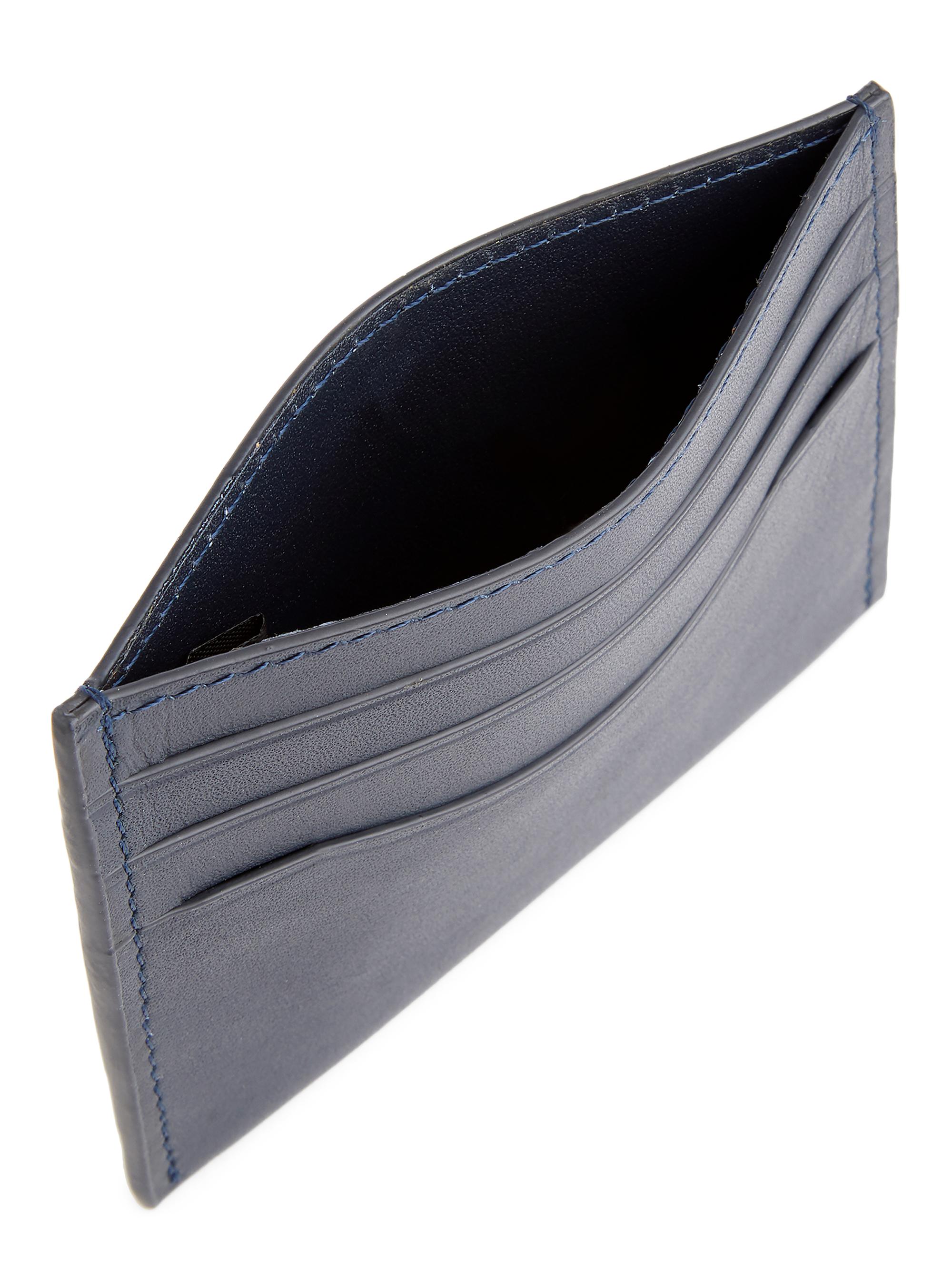 Royce New York Men's RFID-Blocking Leather Cardholder - Navy Blue | Thumbnail 2