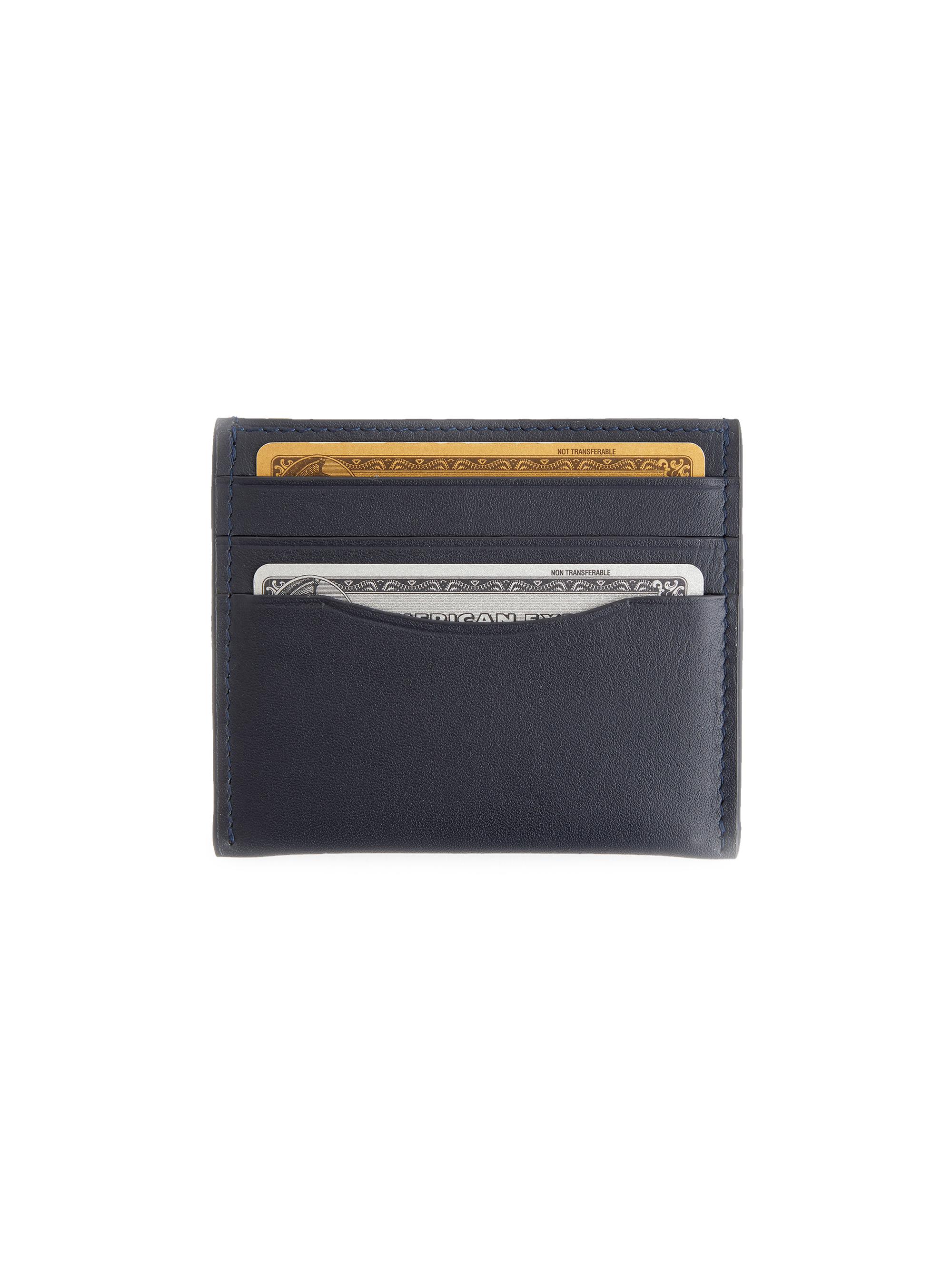 Royce New York Men's RFID-Blocking Leather Cardholder - Navy Blue | Thumbnail 3