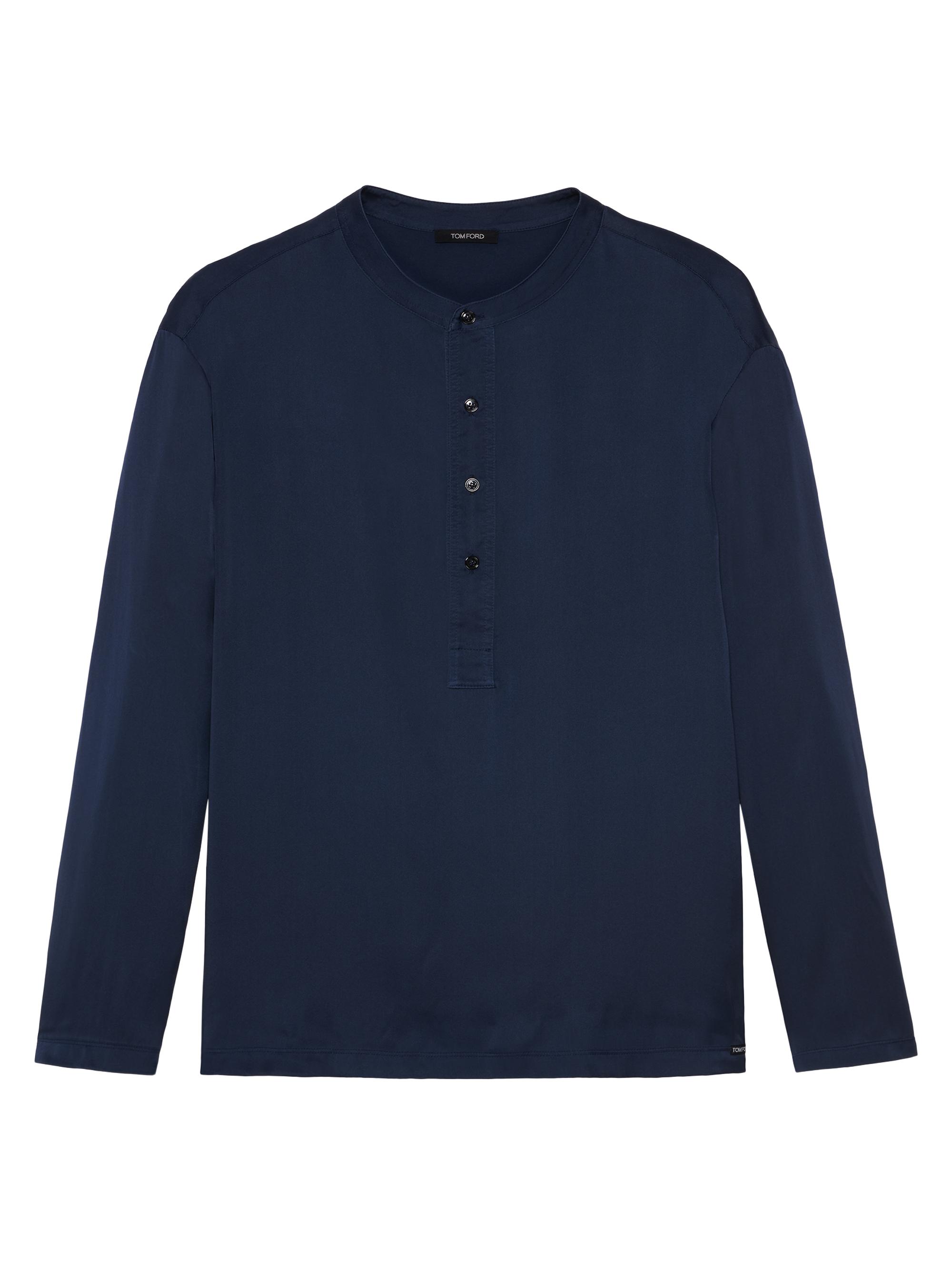 TOM FORD Men's Silk Pajama Henley - Midnight Blue