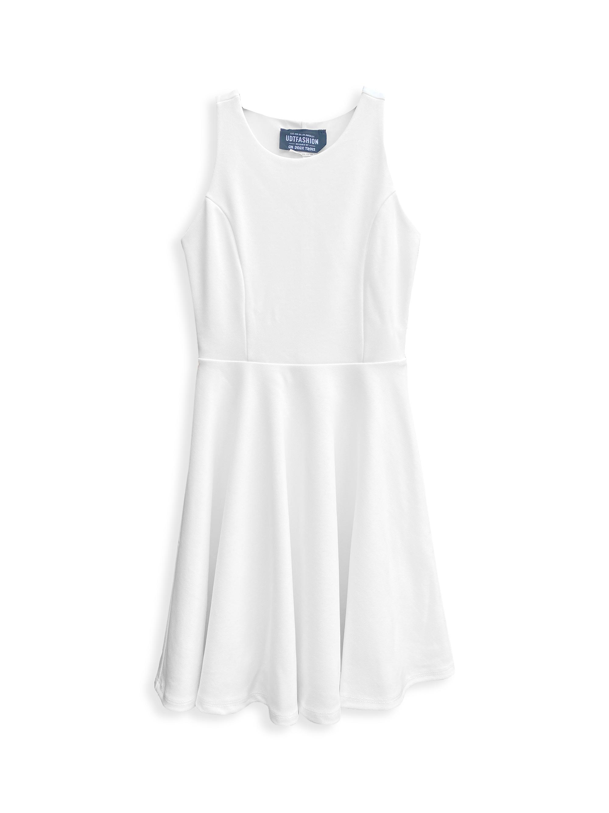 Un Deux Trois Girl's Textured Racerback Dress - White