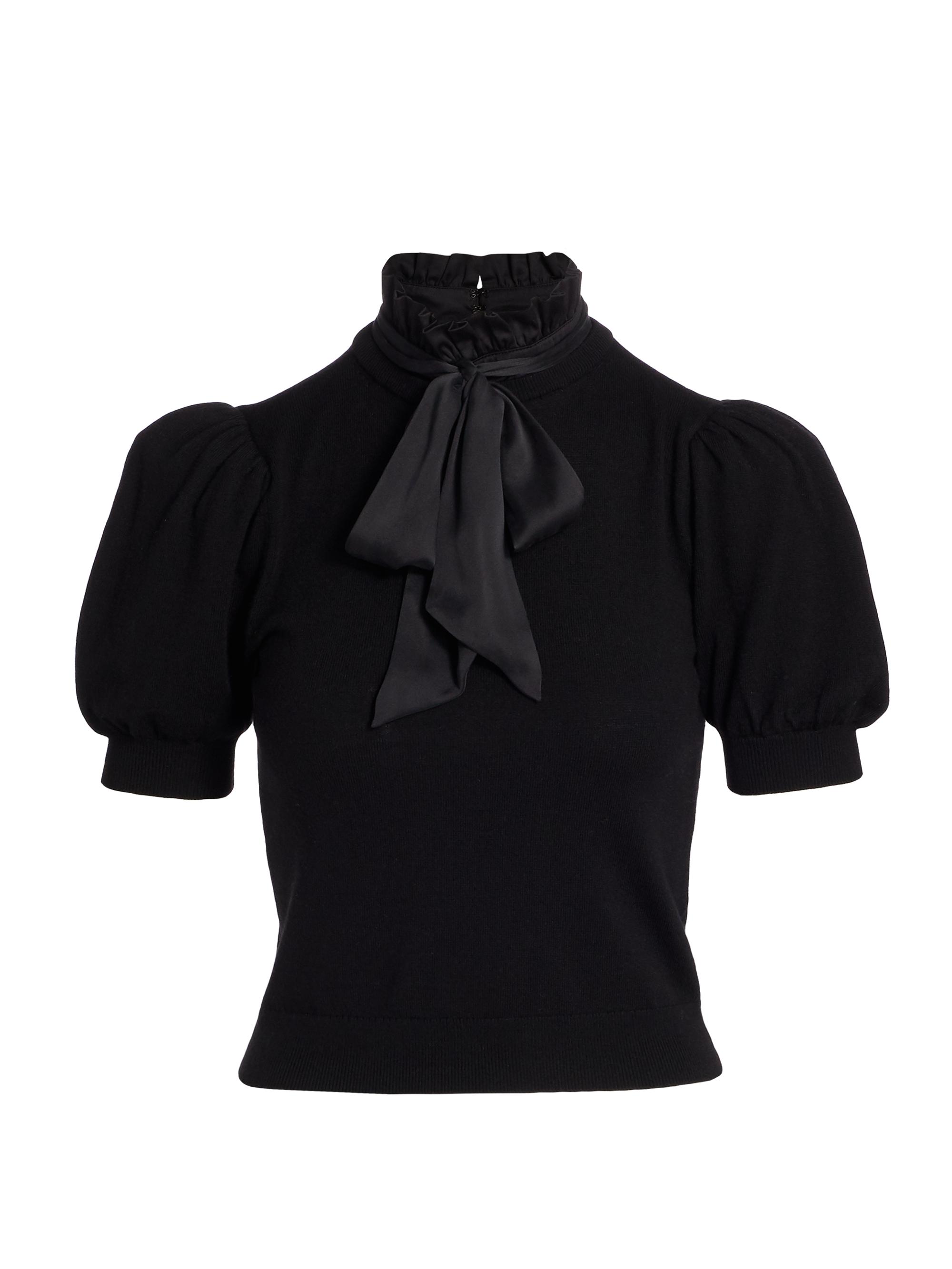 ALICE + OLIVIA Women's Chase Puff-SleeveTop - Black