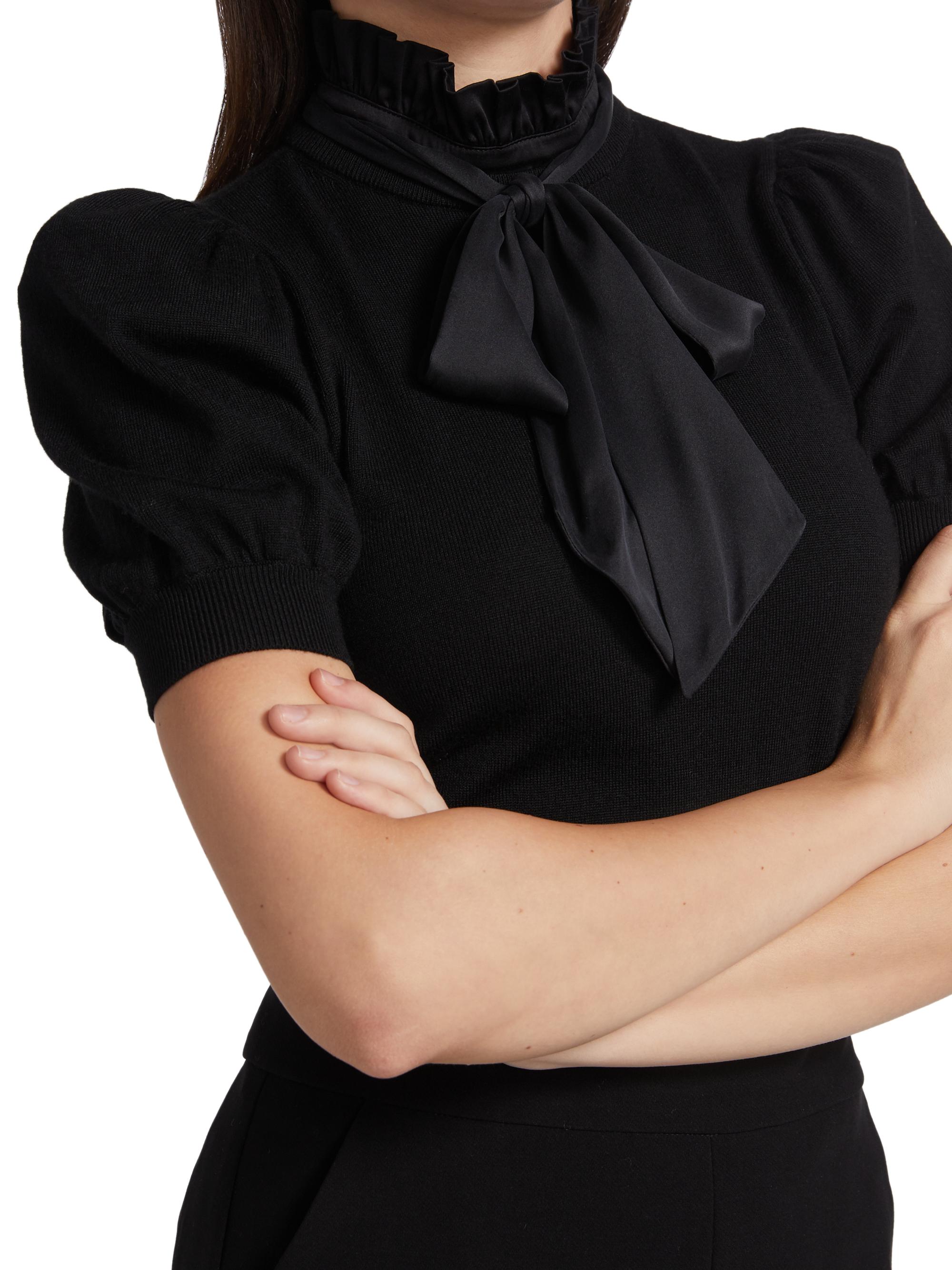 N*y様 【新品美品】alice + olivia ブラック パフ半袖セーター Alice + Olivia ​Chase Puff-SleeveTop | Saks Fifth Avenue