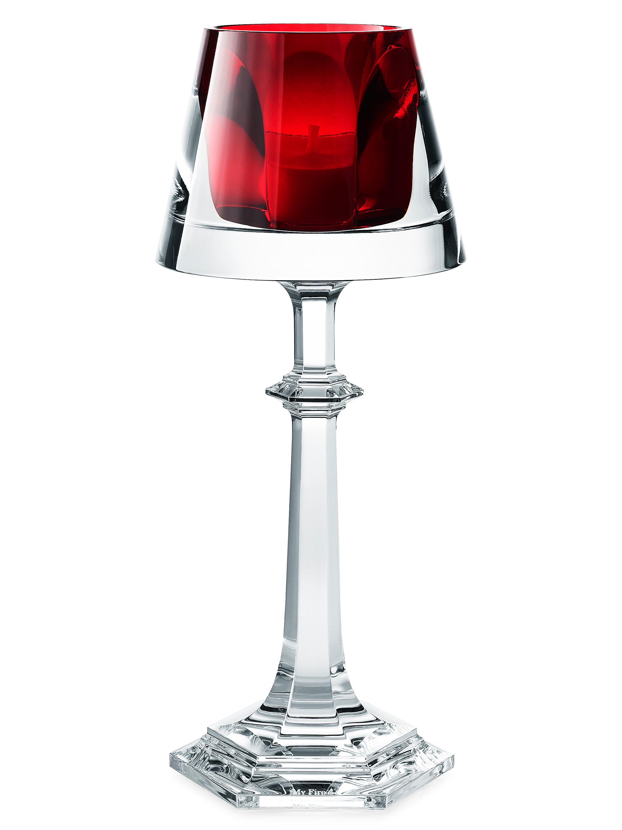 Baccarat Harcourt My Fire Red Candlestick - Red