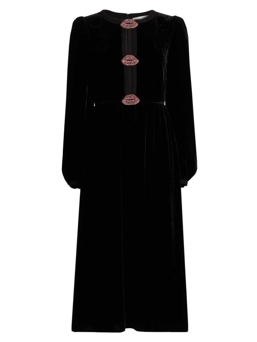 slim fit dress slacks Saloni Camille Velvet Long Dress main image 1