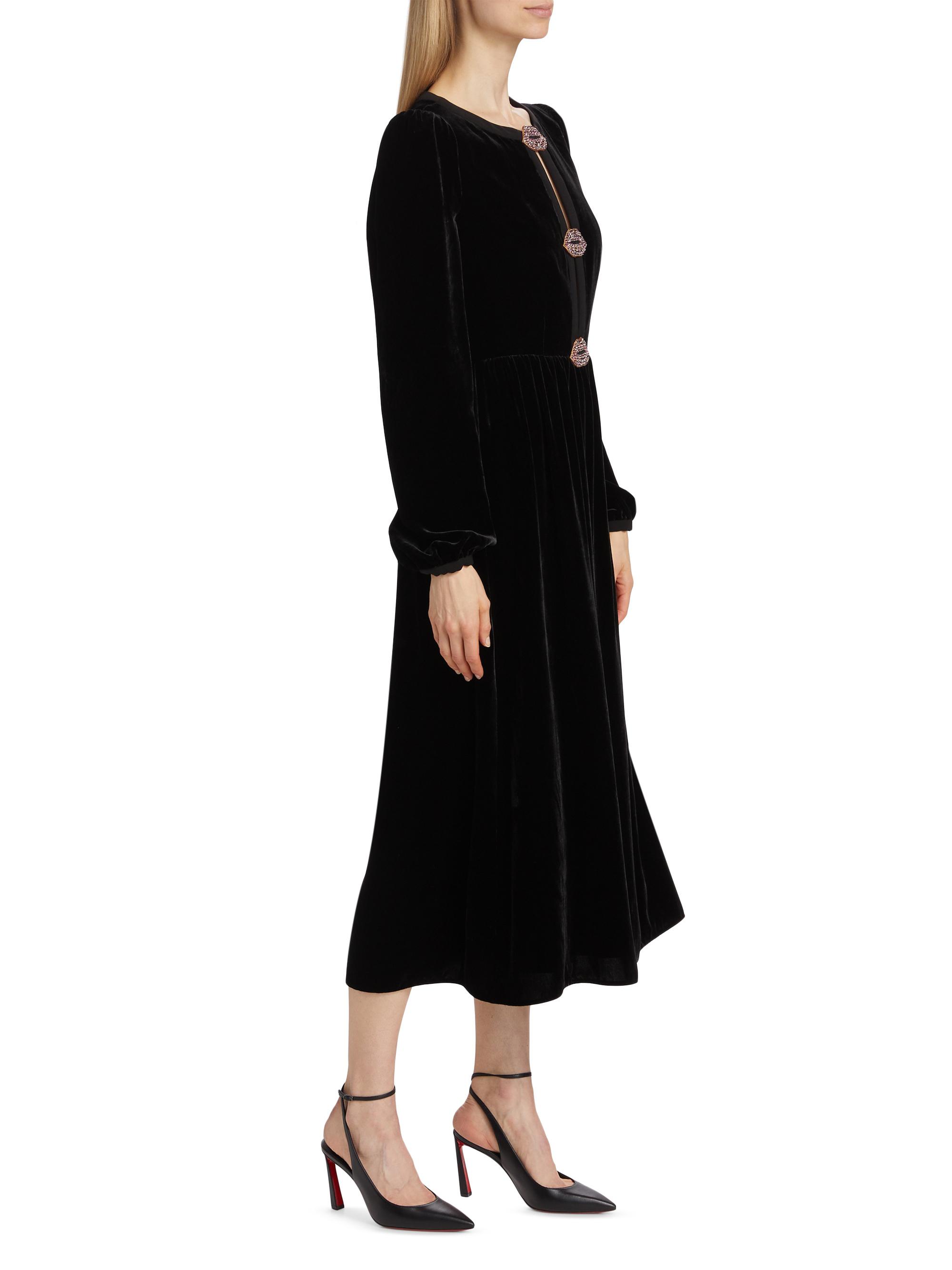Saloni Women's Camille Bows Dress - Black Valentine Lip - Size 6