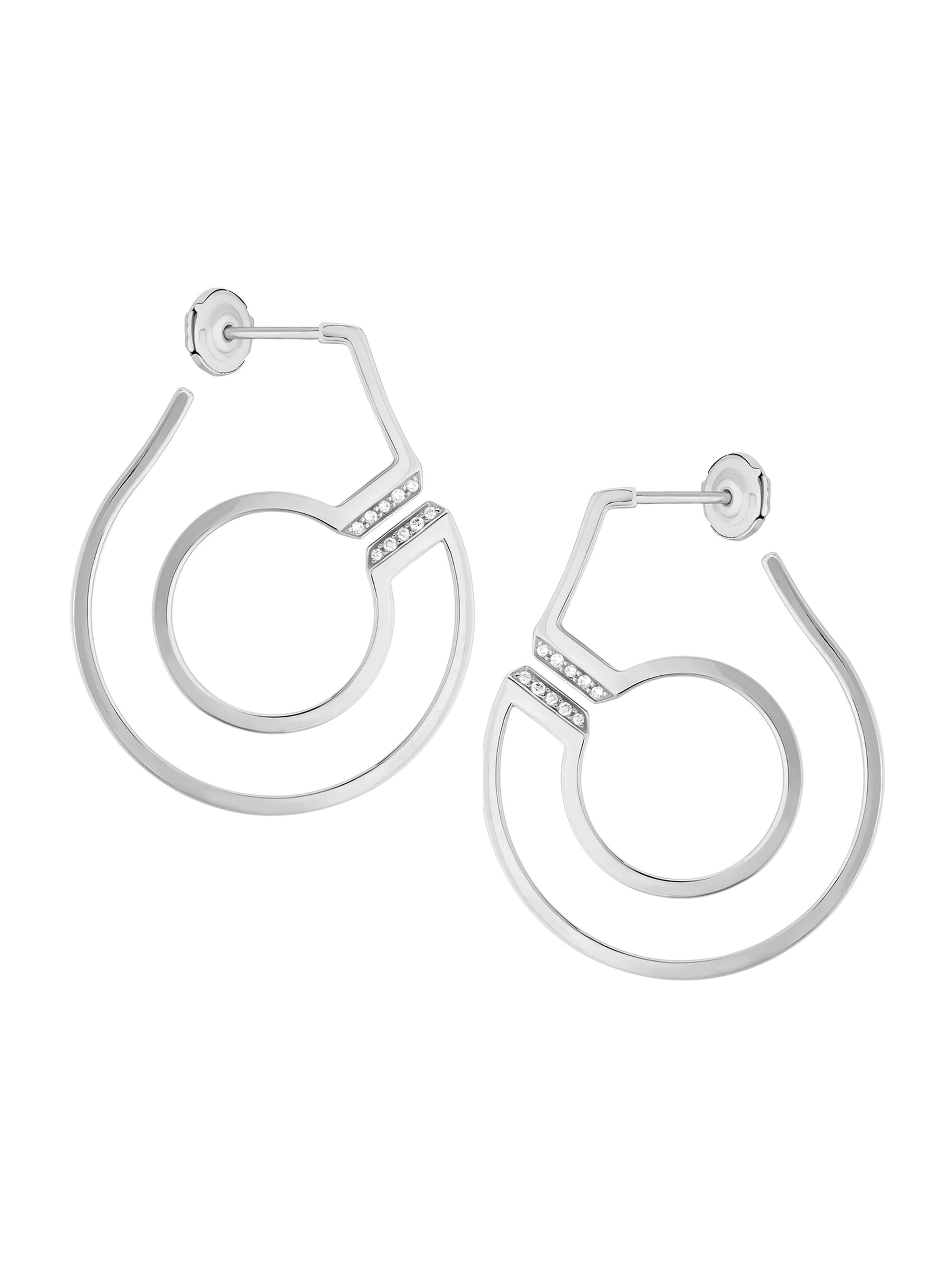 Dinh Van Women's Menottes  R27 18K White Gold & Diamond Handcuff Earrings