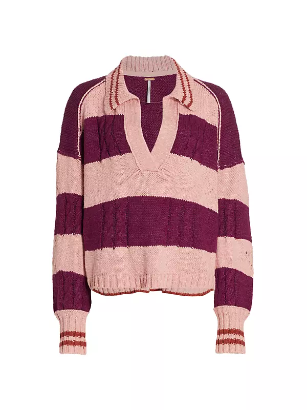 Pembrook Striped Cable-Knit Sweater