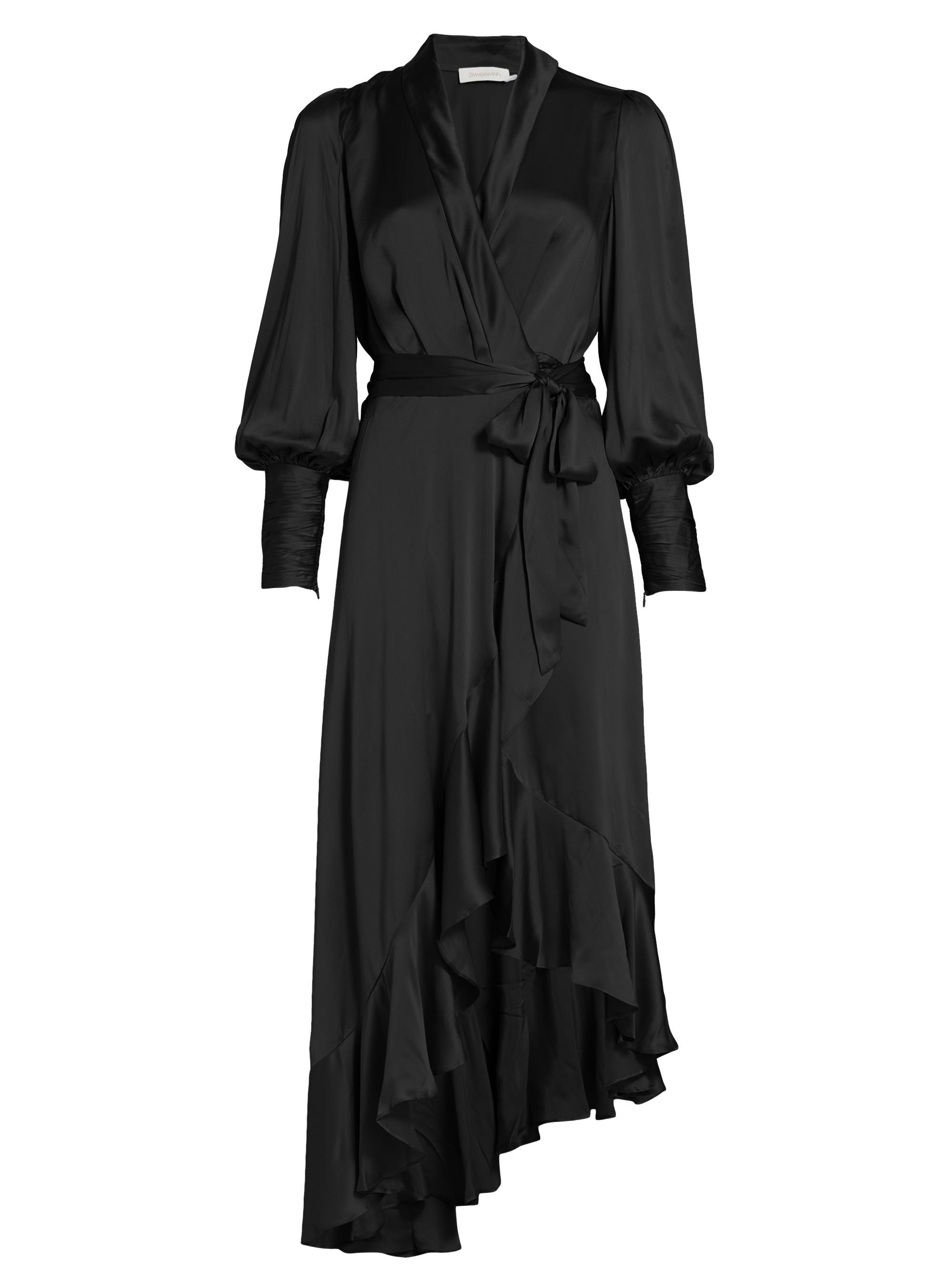 Zimmermann Women's Silk Wrap Midi-Dress - Black