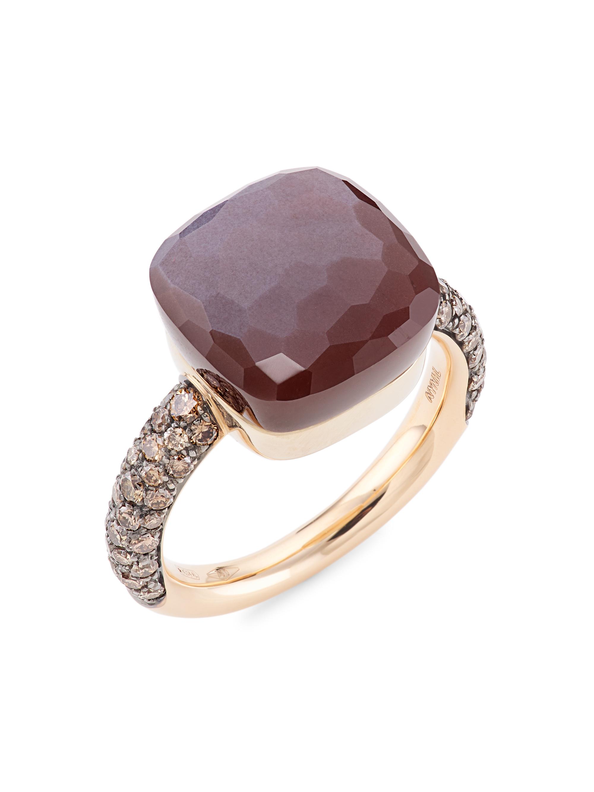 Pomellato Women's Nudo Maxi Two-Tone 18K Gold, Moonstone & Diamond Ring - Rose Gold