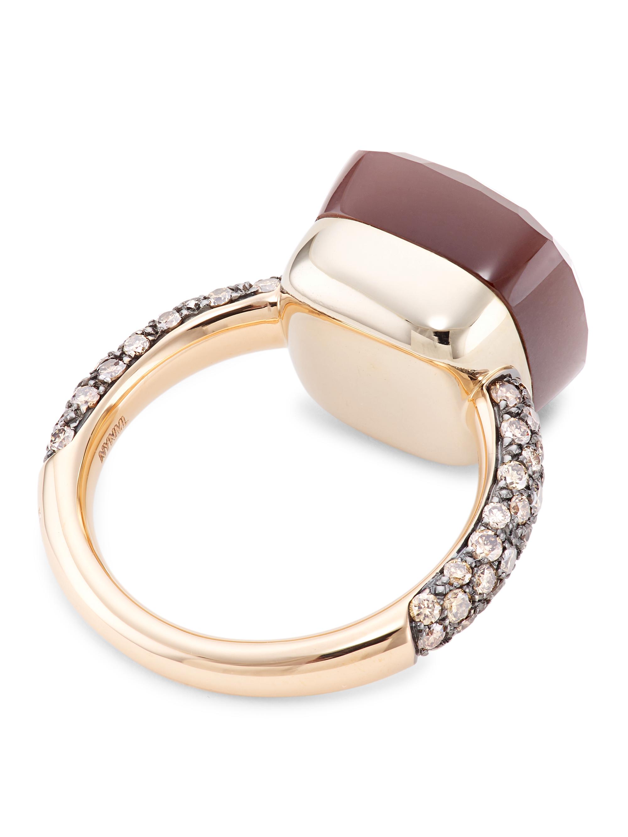 Nudo Maxi Two-Tone 18K Gold, Moonstone & Diamond Ring