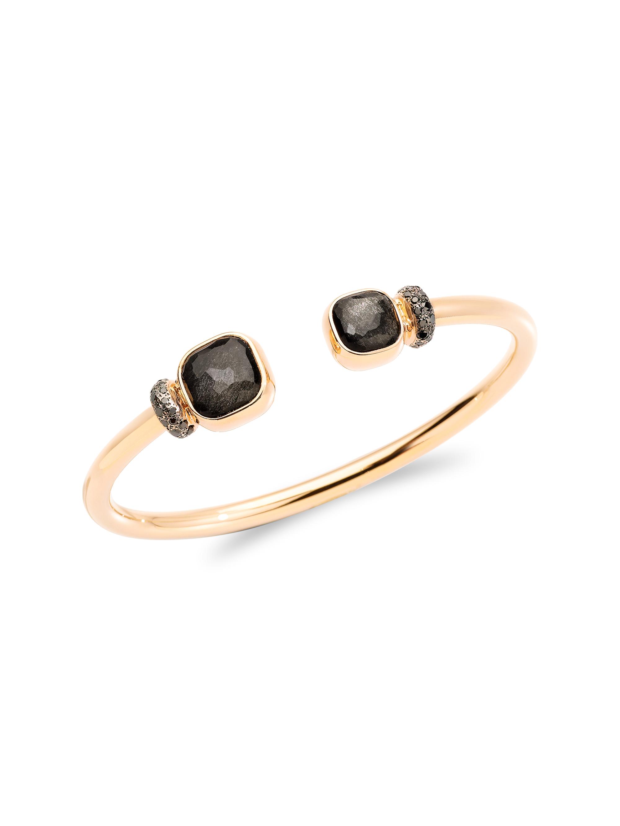 Pomellato Women's Nudo Two-Tone 18K Gold, Obsidian & Diamond Cuff - Rose Gold
