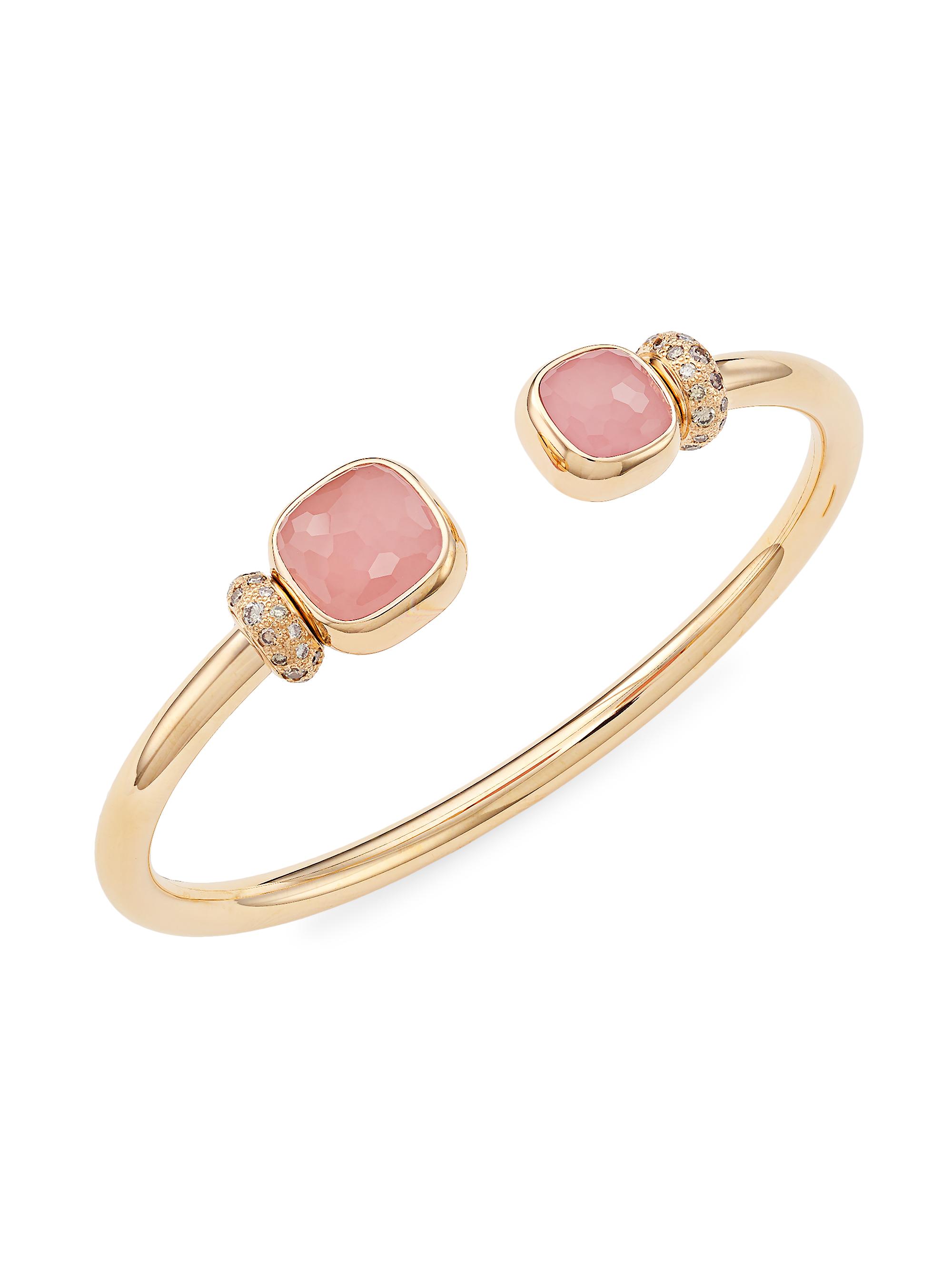 Pomellato Women's Nudo 18K Rose Gold, Rose Quartz & Diamond Cuff - Rose Gold