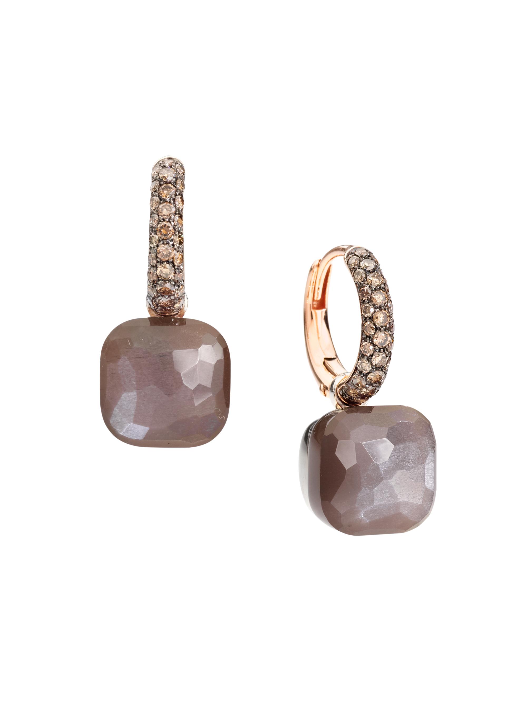 Pomellato Women's Nudo Classic Two-Tone 18K Gold, Moonstone & Diamond Drop Earrings - Rose Gold